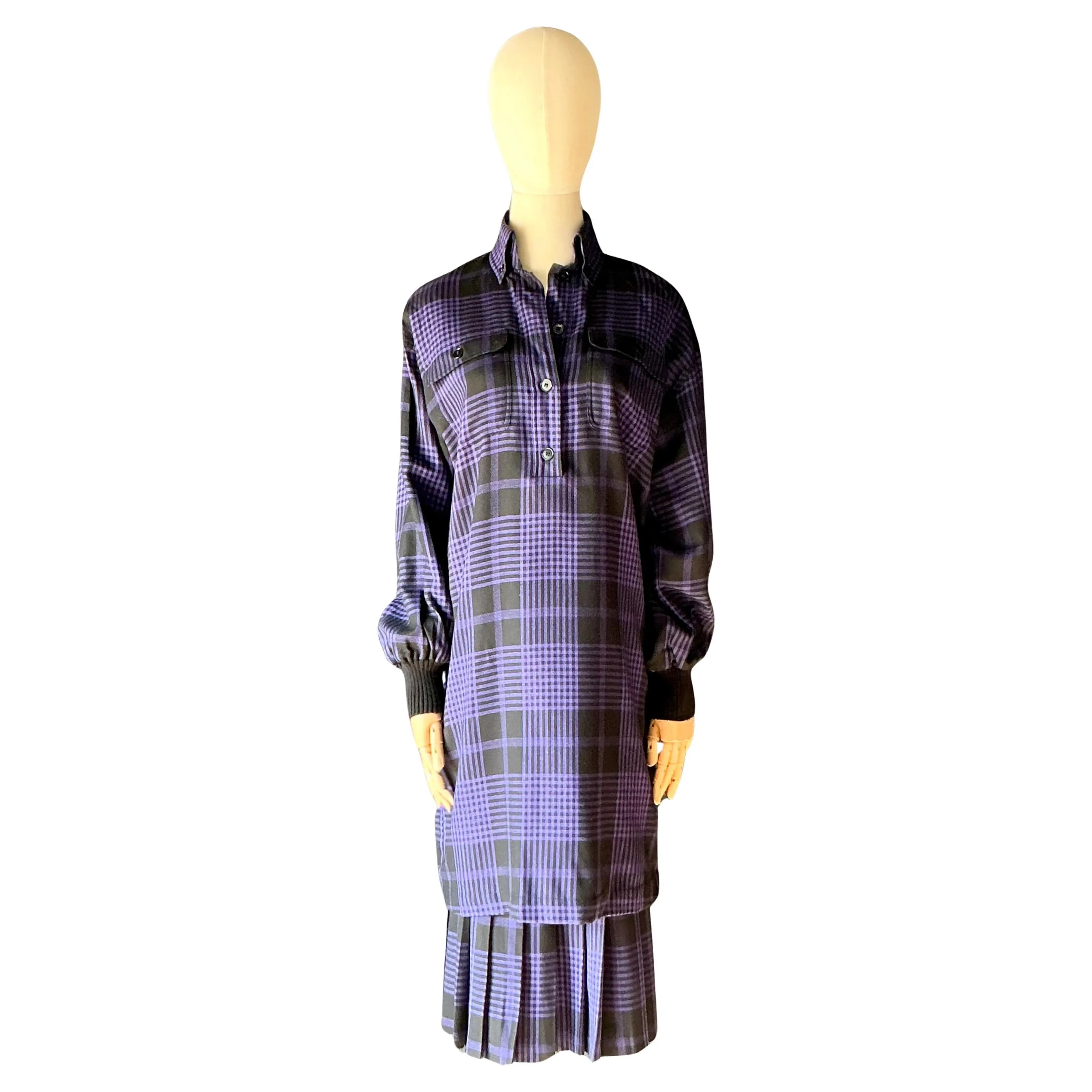 Vintage Guy Laroche Two Piece Checkered Blouse & Skirt — additional photo 1