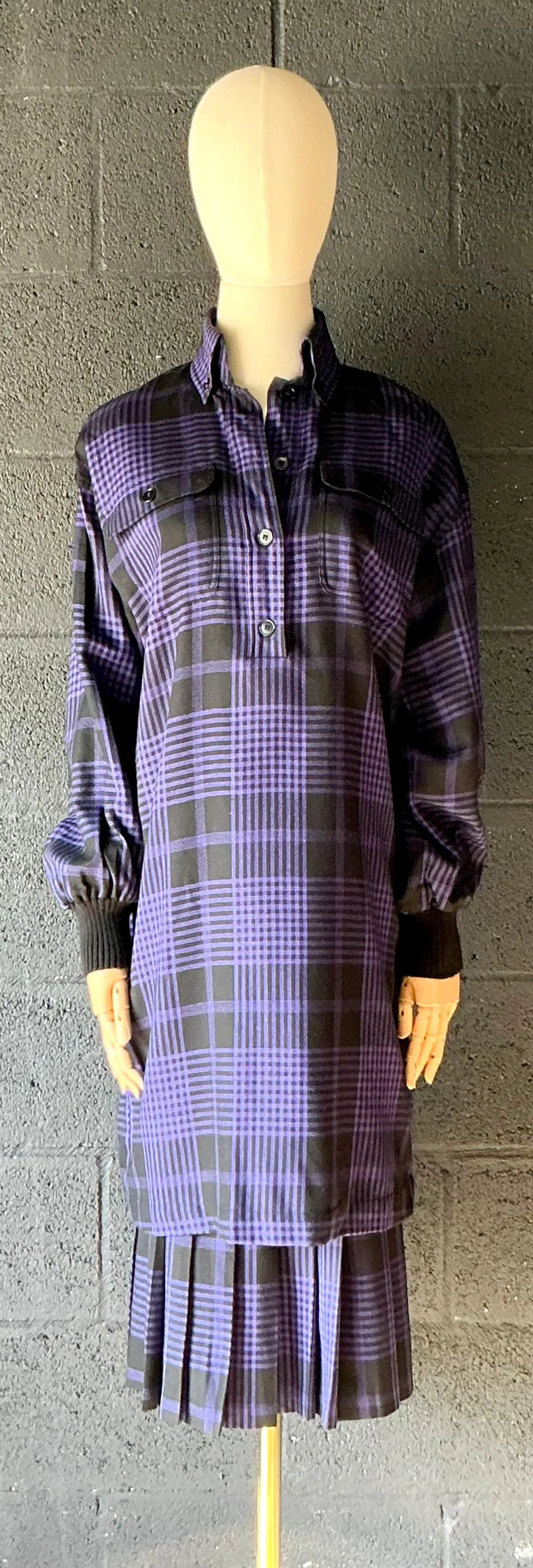 Vintage Guy Laroche Two Piece Checkered Blouse & Skirt — additional photo 1