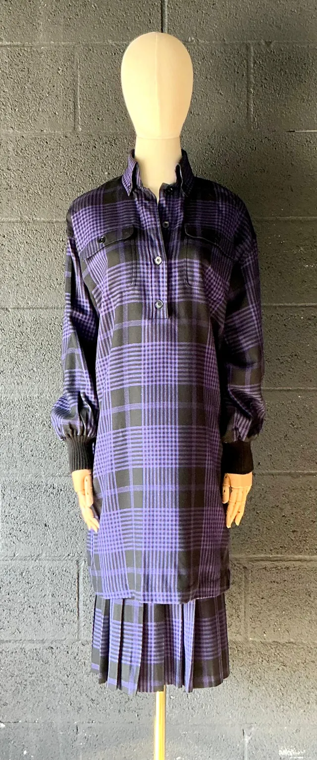 Vintage Guy Laroche Two Piece Checkered Blouse & Skirt — additional photo 2