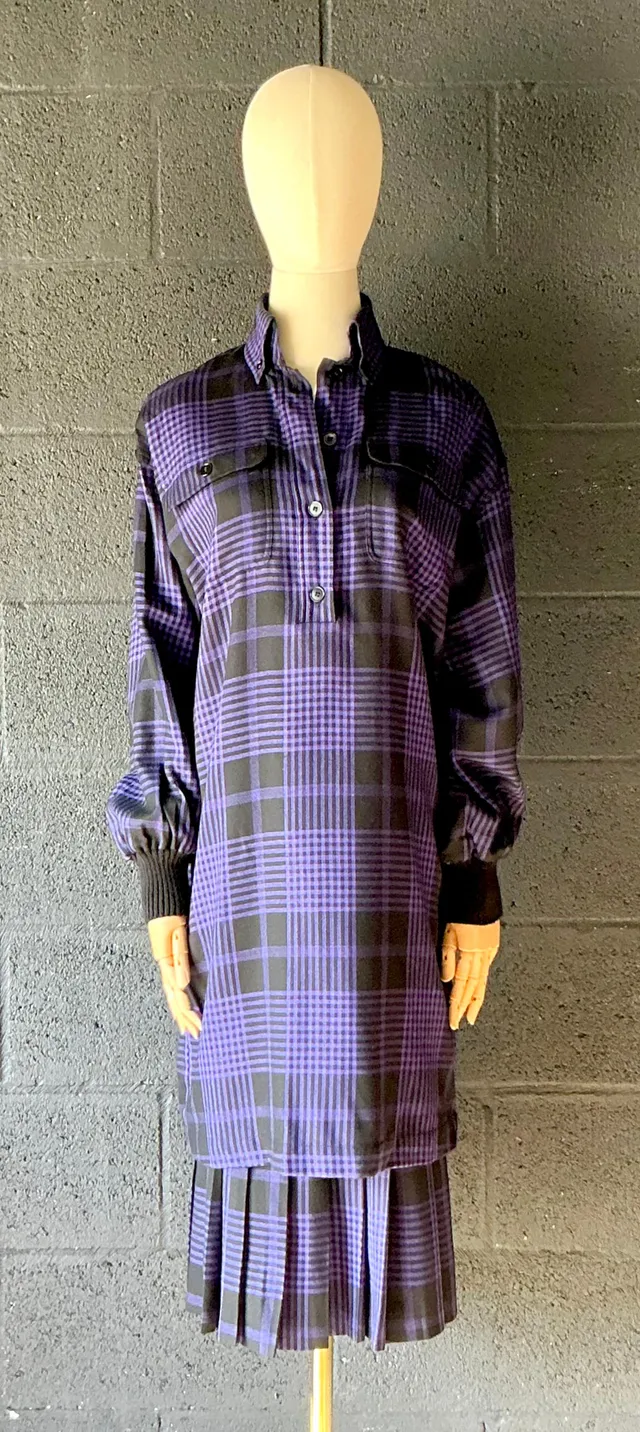 Vintage Guy Laroche Two Piece Checkered Blouse & Skirt — additional photo 4