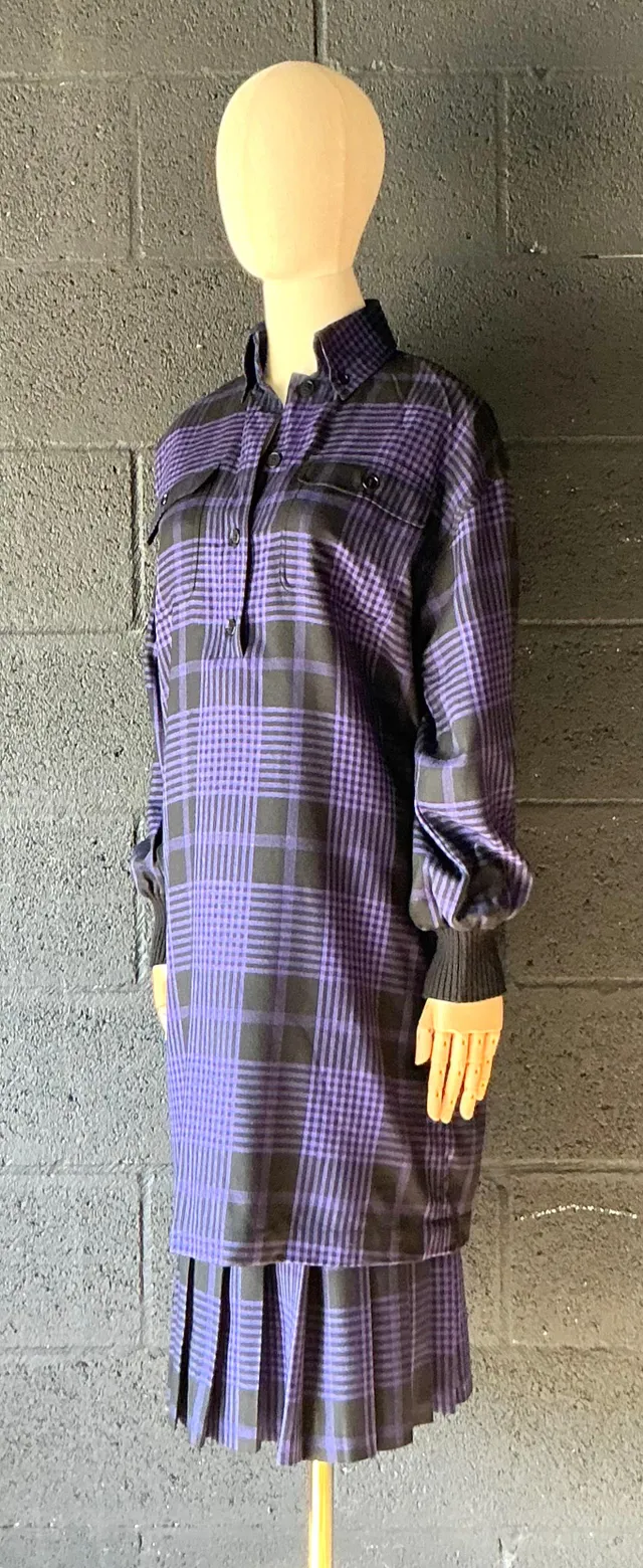 Vintage Guy Laroche Two Piece Checkered Blouse & Skirt — additional photo 6