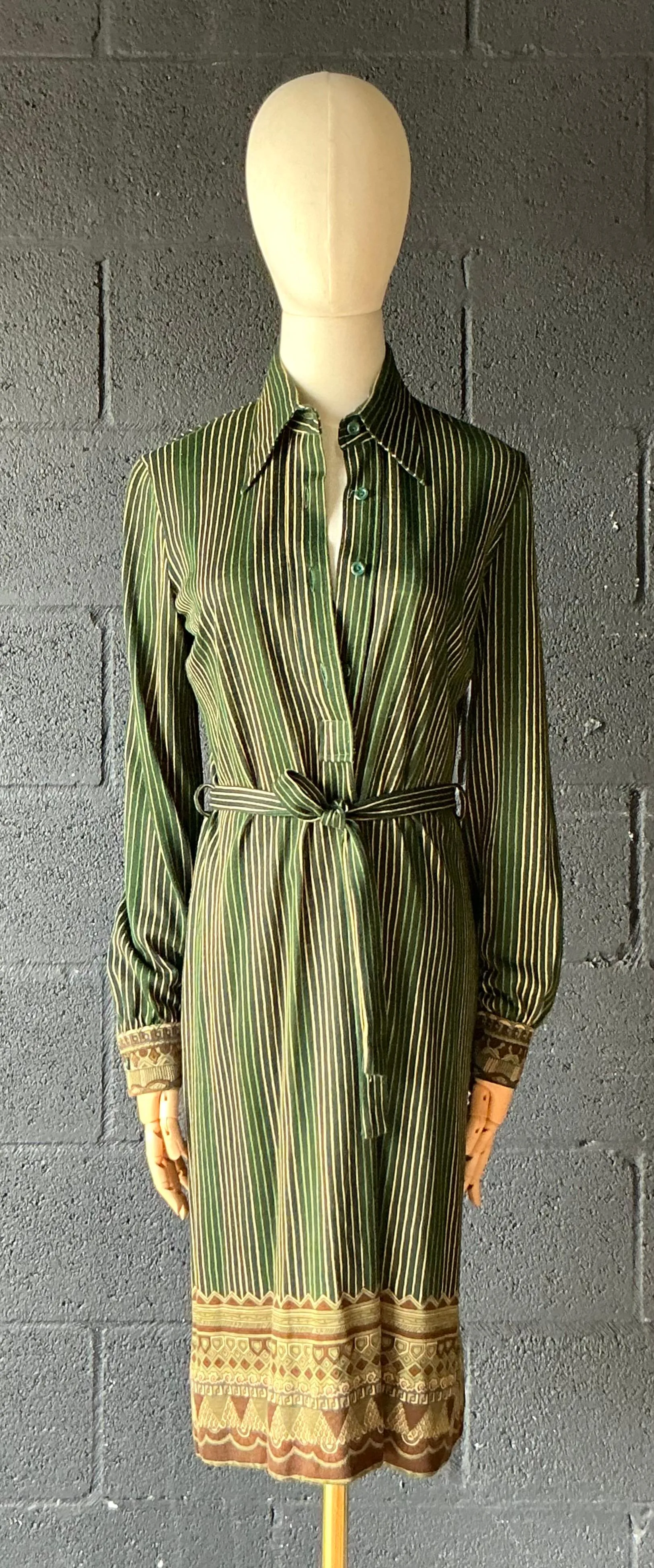 Vintage Miss O Green Striped Dress with Belt — additional photo 5