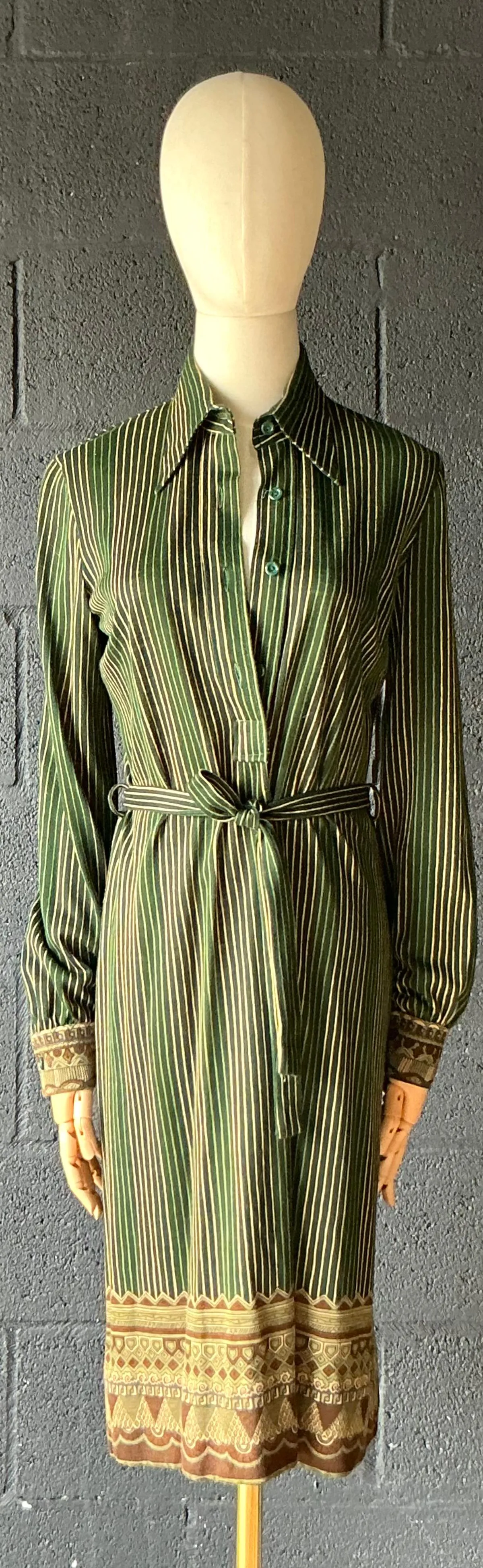 Vintage Miss O Green Striped Dress with Belt — additional photo 4