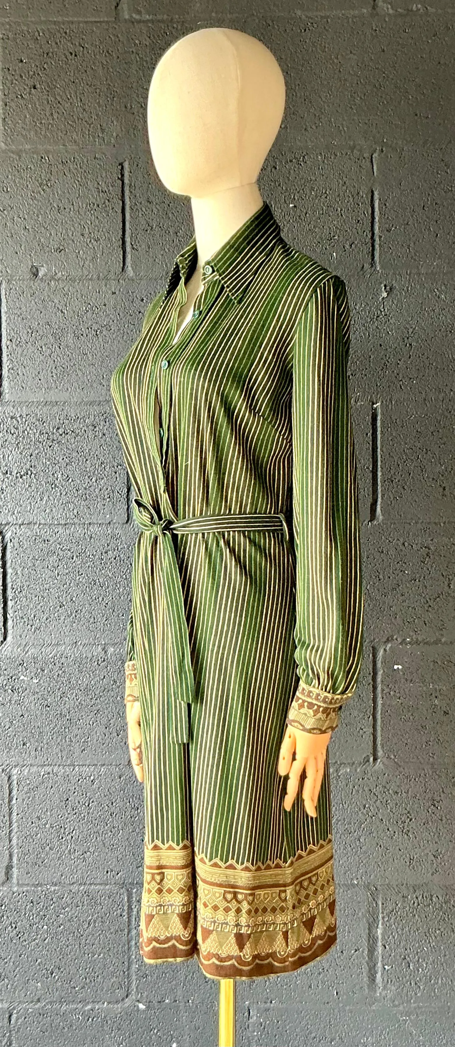 Vintage Miss O Green Striped Dress with Belt — additional photo 6