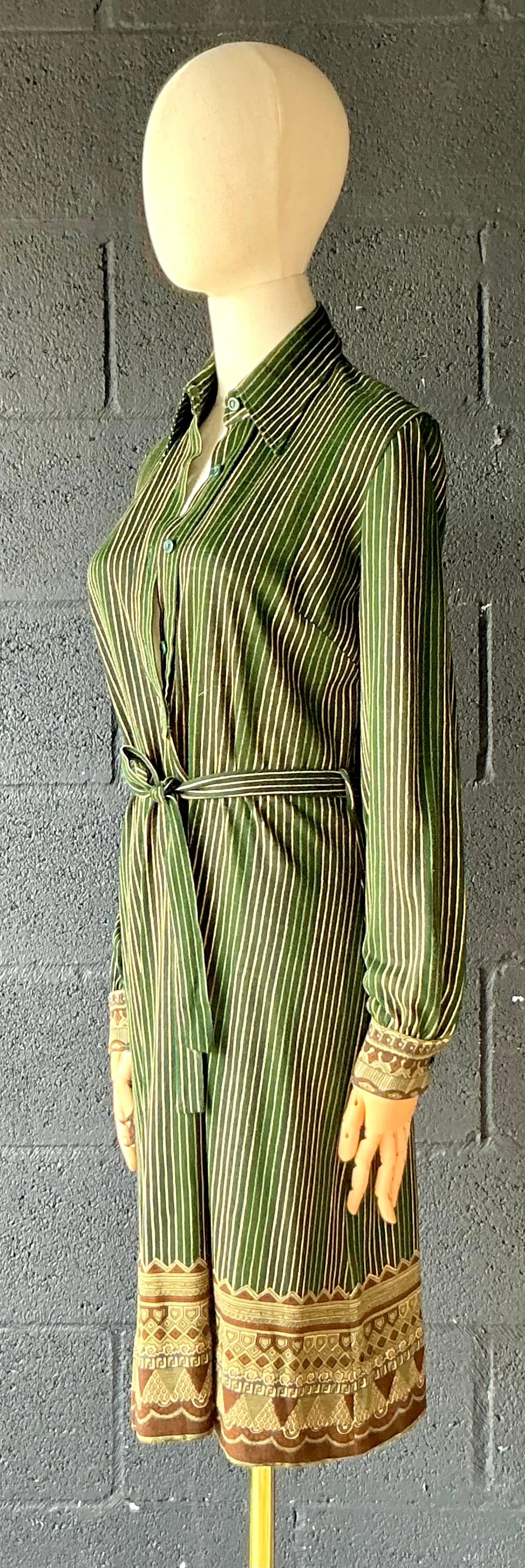 Vintage Miss O Green Striped Dress with Belt — additional photo 5