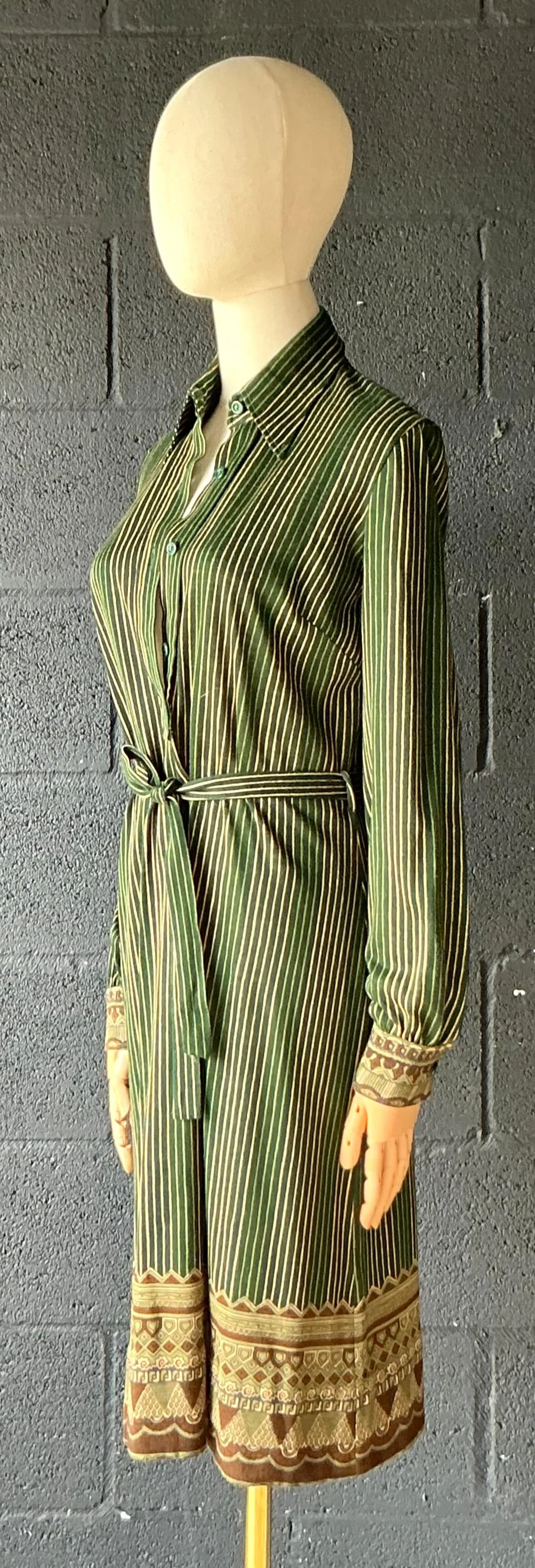 Vintage Miss O Green Striped Dress with Belt — additional photo 6