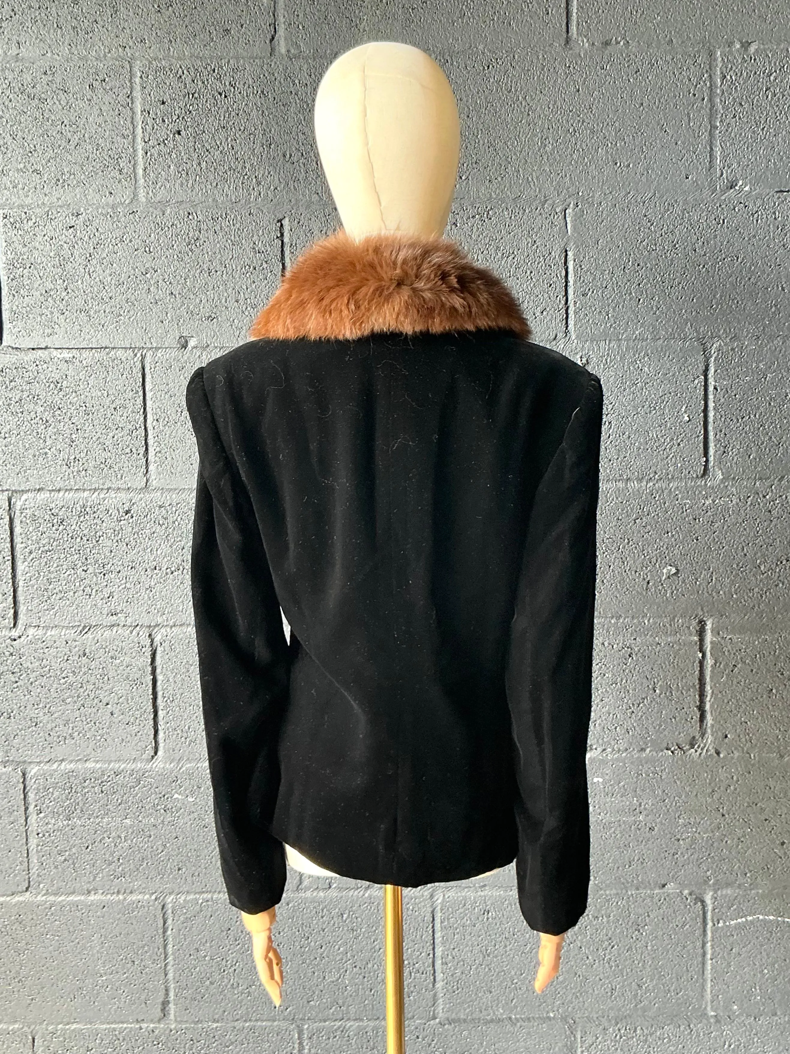 Vintage Gloria Sachs Black Jacket with Fur Trim Collar — additional photo 7