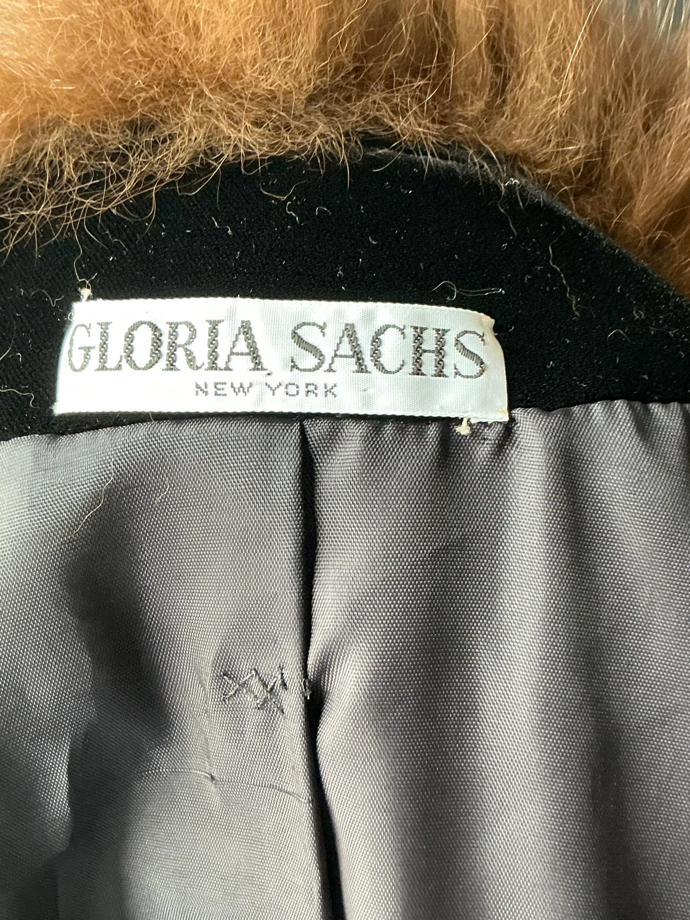 Vintage Gloria Sachs Black Jacket with Fur Trim Collar — additional photo 8