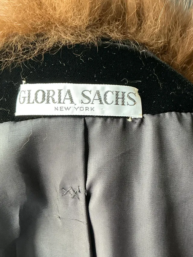 Vintage Gloria Sachs Black Jacket with Fur Trim Collar — additional photo 8