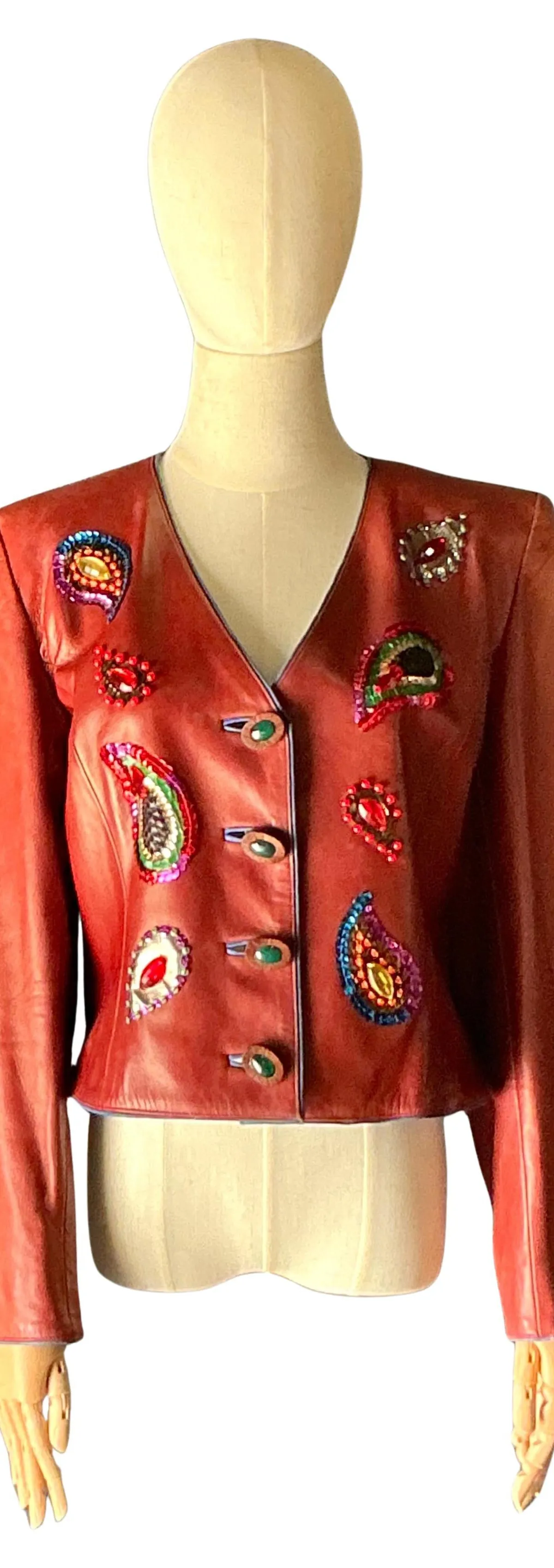 Vintage Yves Saint Laurent Rive Gauche Embellished Leather Jacket
