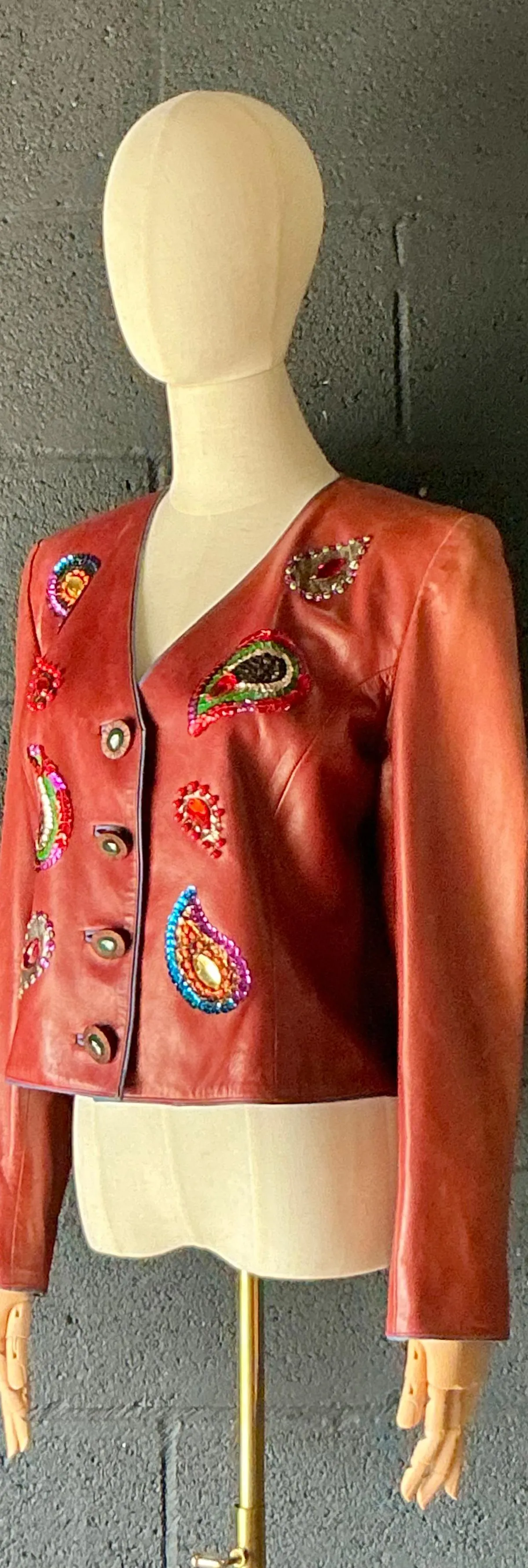 Vintage Yves Saint Laurent Rive Gauche Embellished Leather Jacket — additional photo 4