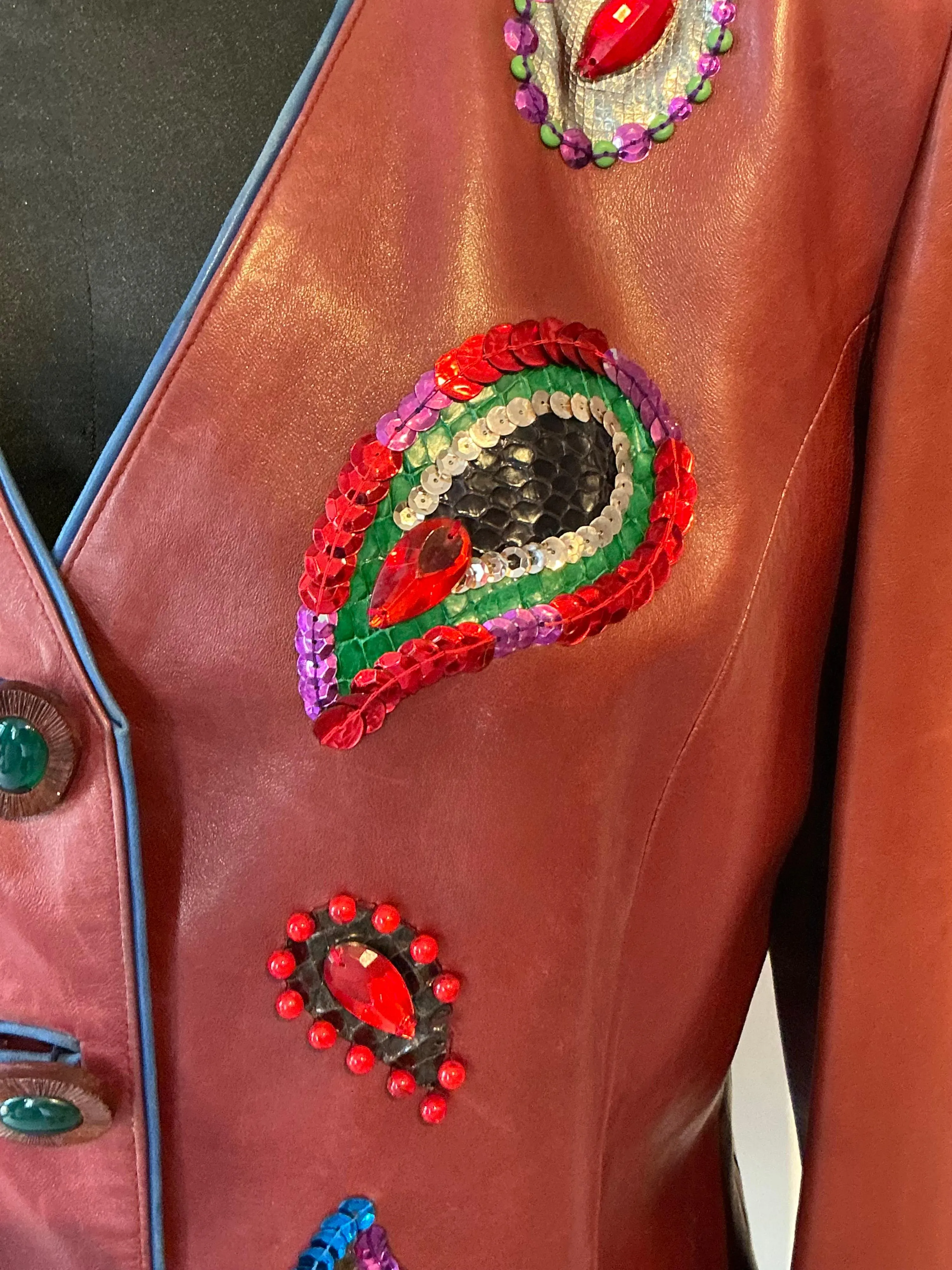 Vintage Yves Saint Laurent Rive Gauche Embellished Leather Jacket — additional photo 7