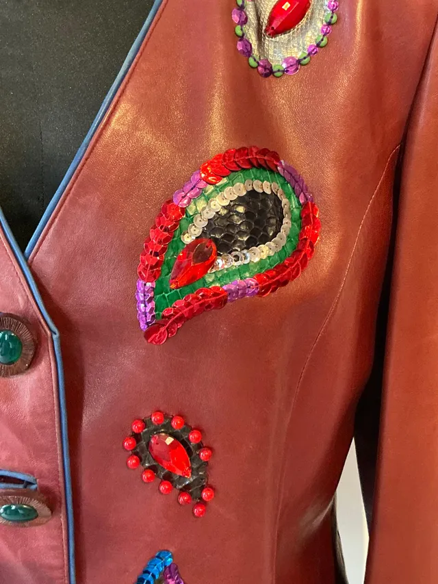 Vintage Yves Saint Laurent Rive Gauche Embellished Leather Jacket — additional photo 7
