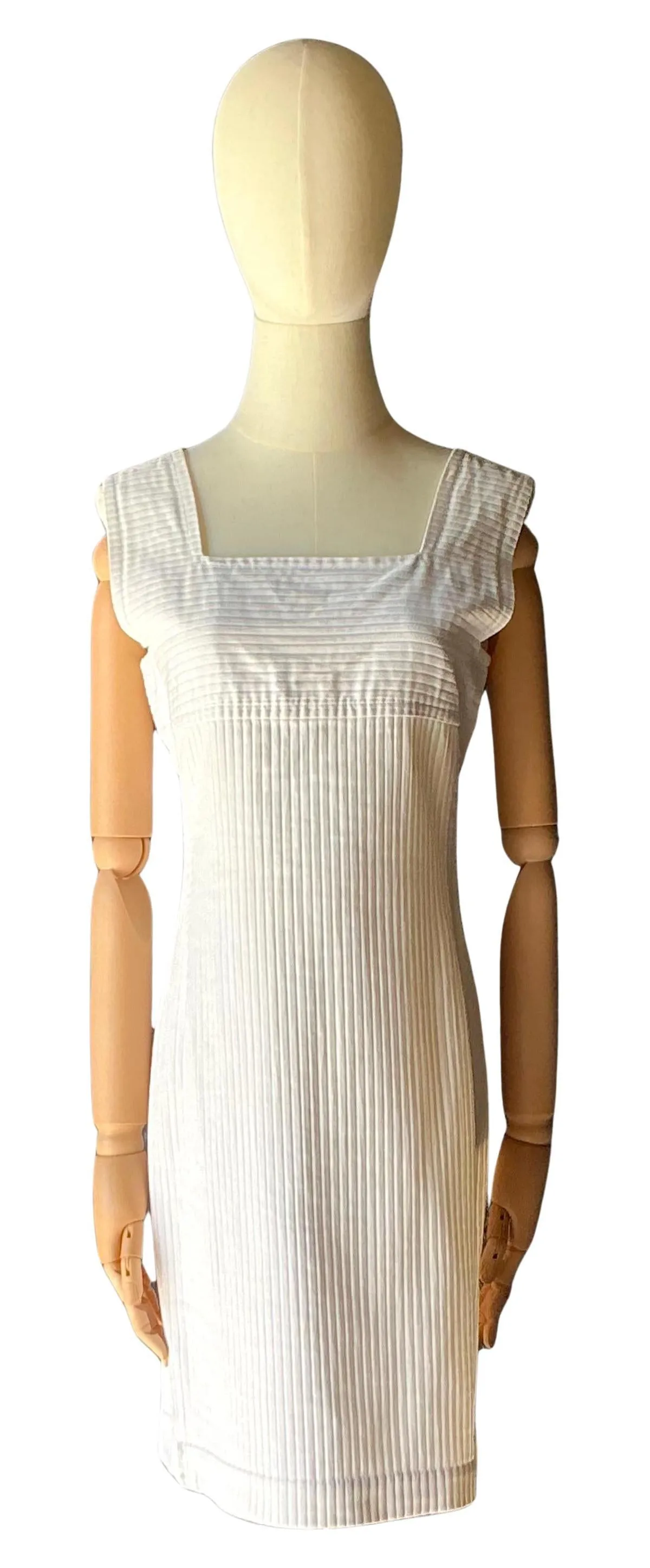 Vintage Courreges White Ribbed Dress
