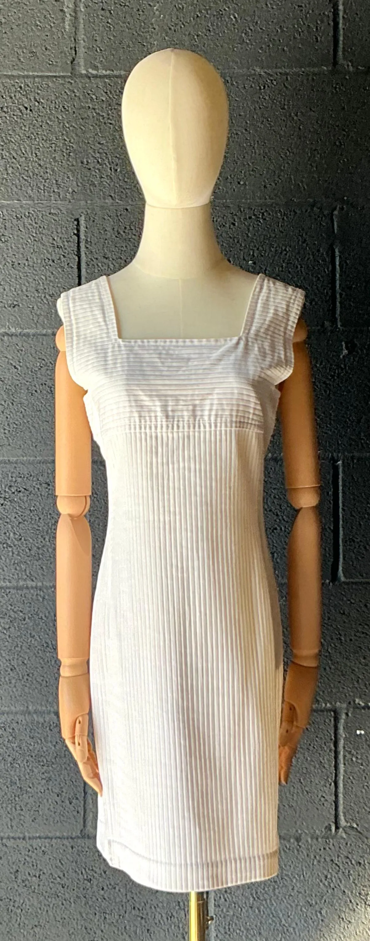 Vintage Courreges White Ribbed Dress — additional photo 1