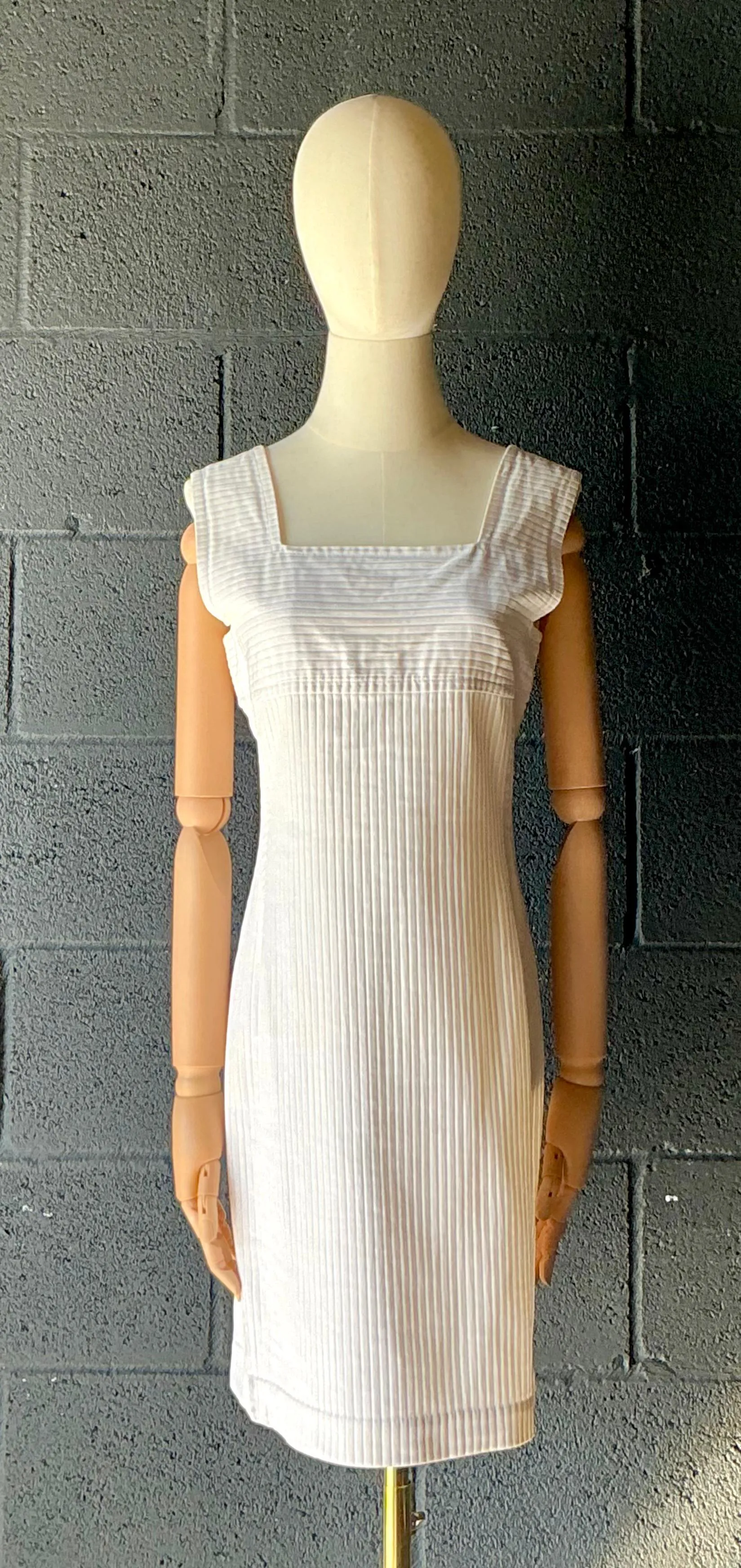 Vintage Courreges White Ribbed Dress — additional photo 3