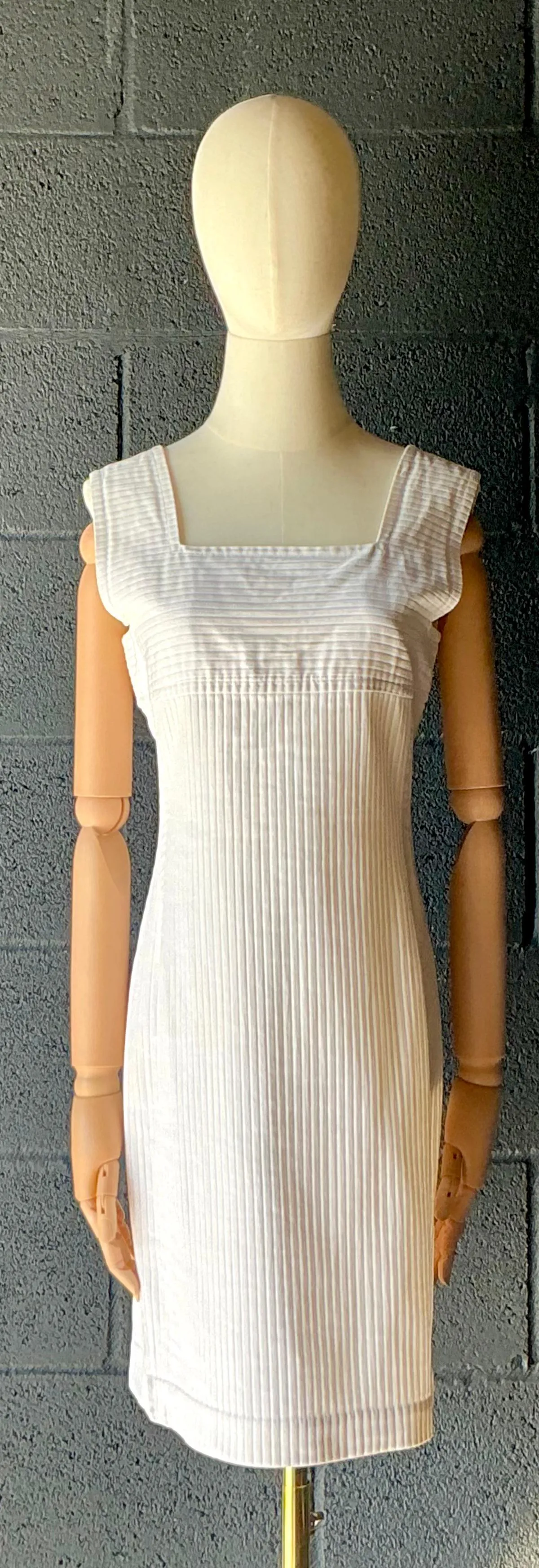 Vintage Courreges White Ribbed Dress — additional photo 2