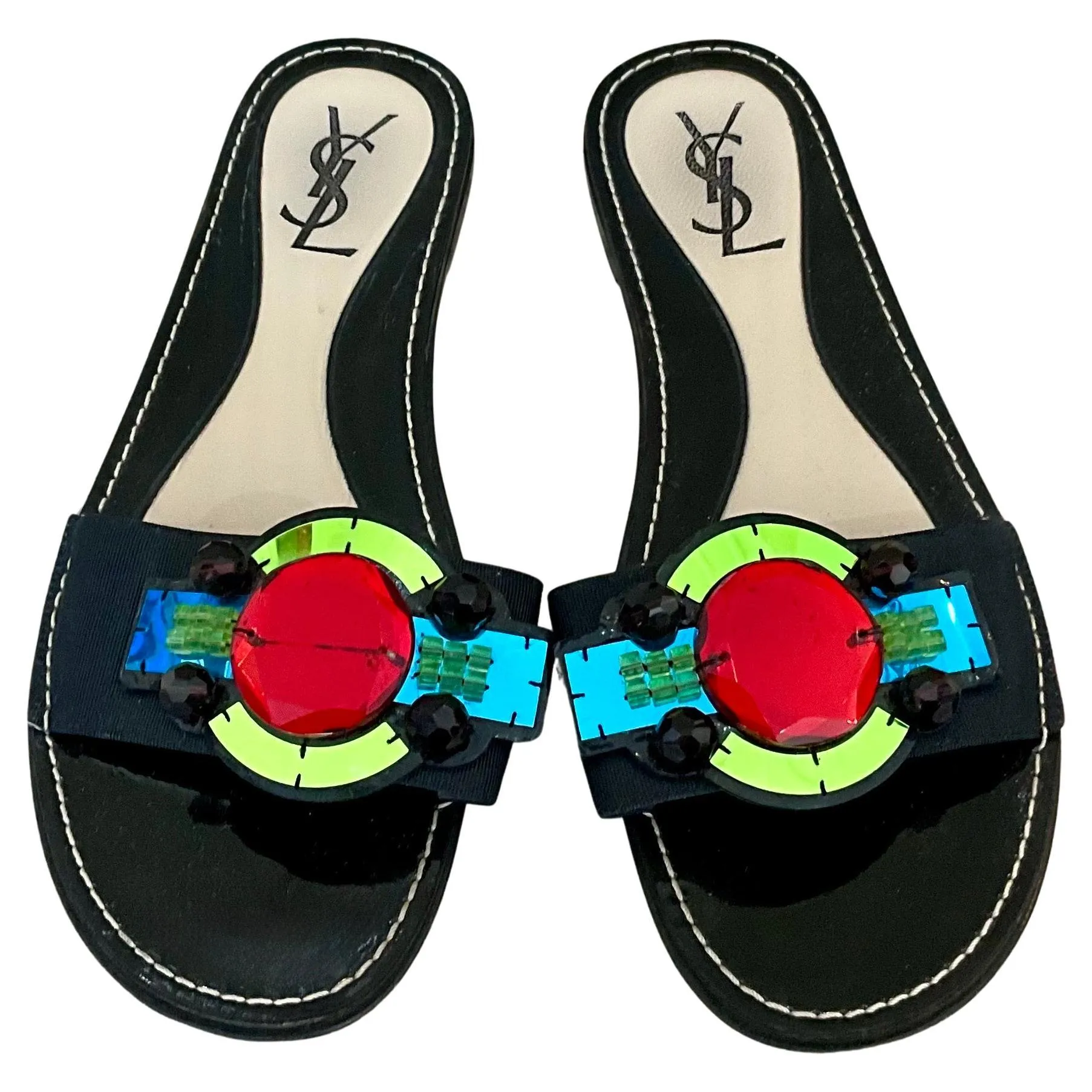 Vintage YSL Paris Black Gem Embellished Sandal — additional photo 1
