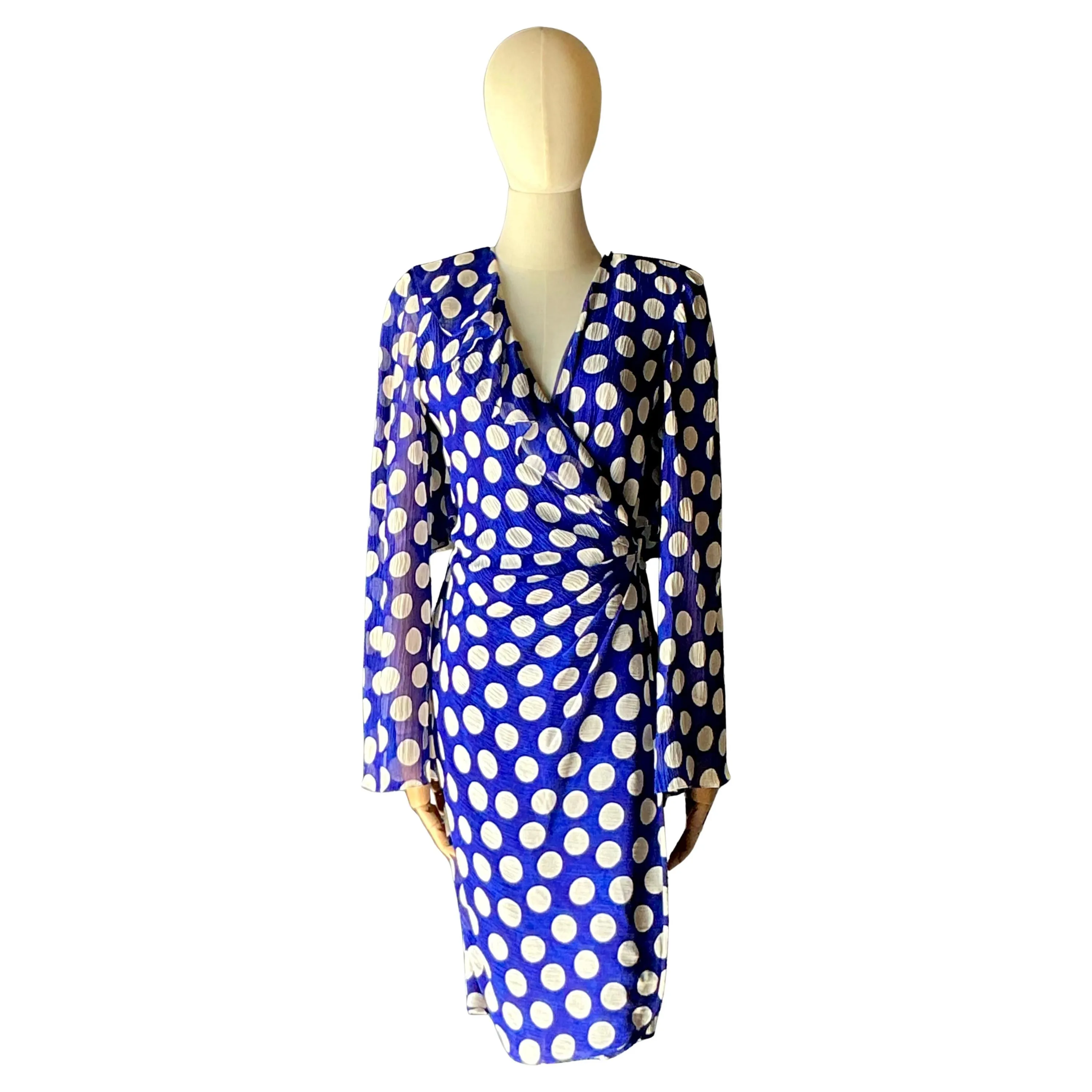 Vintage Emanuel Ungaro Blue & White Polka Dot Dress — additional photo 1