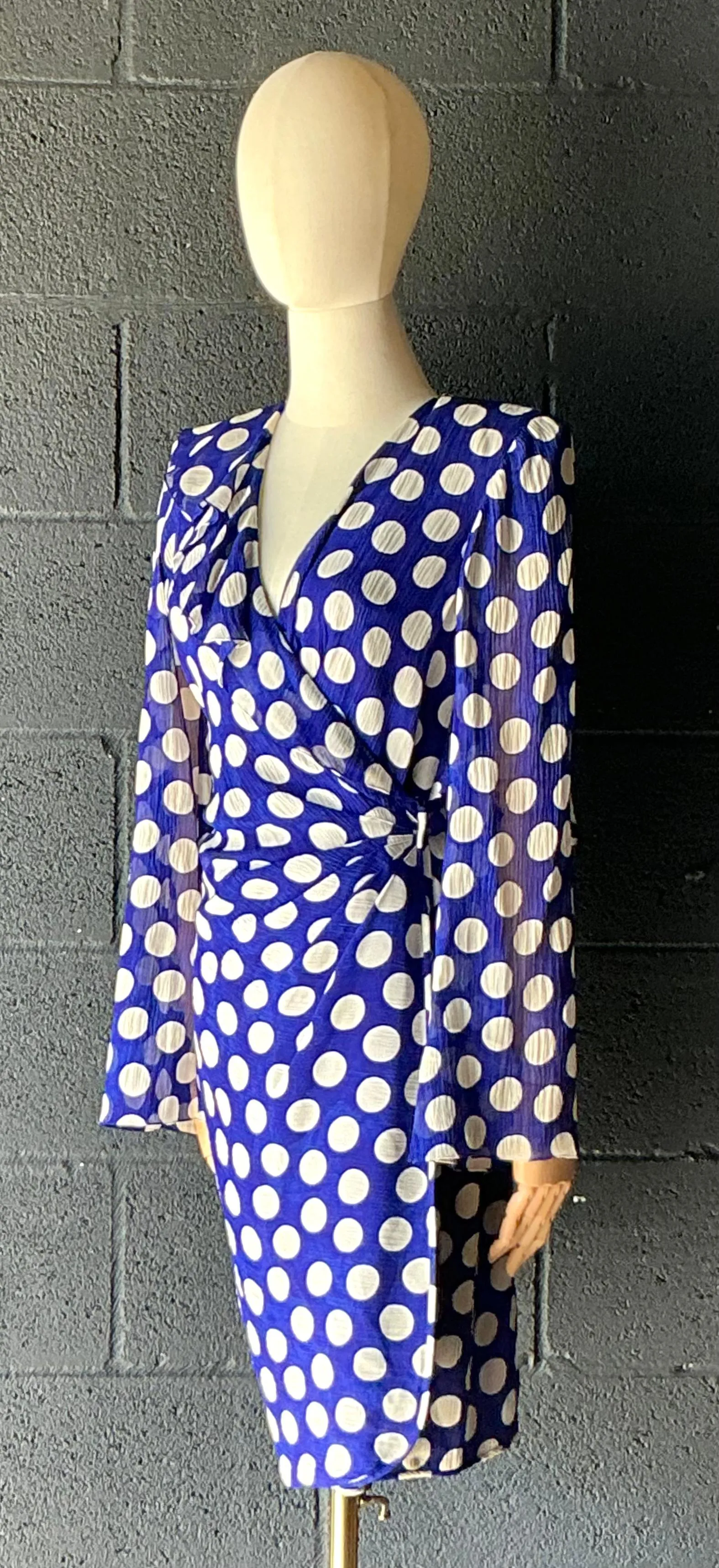 Vintage Emanuel Ungaro Blue & White Polka Dot Dress — additional photo 5