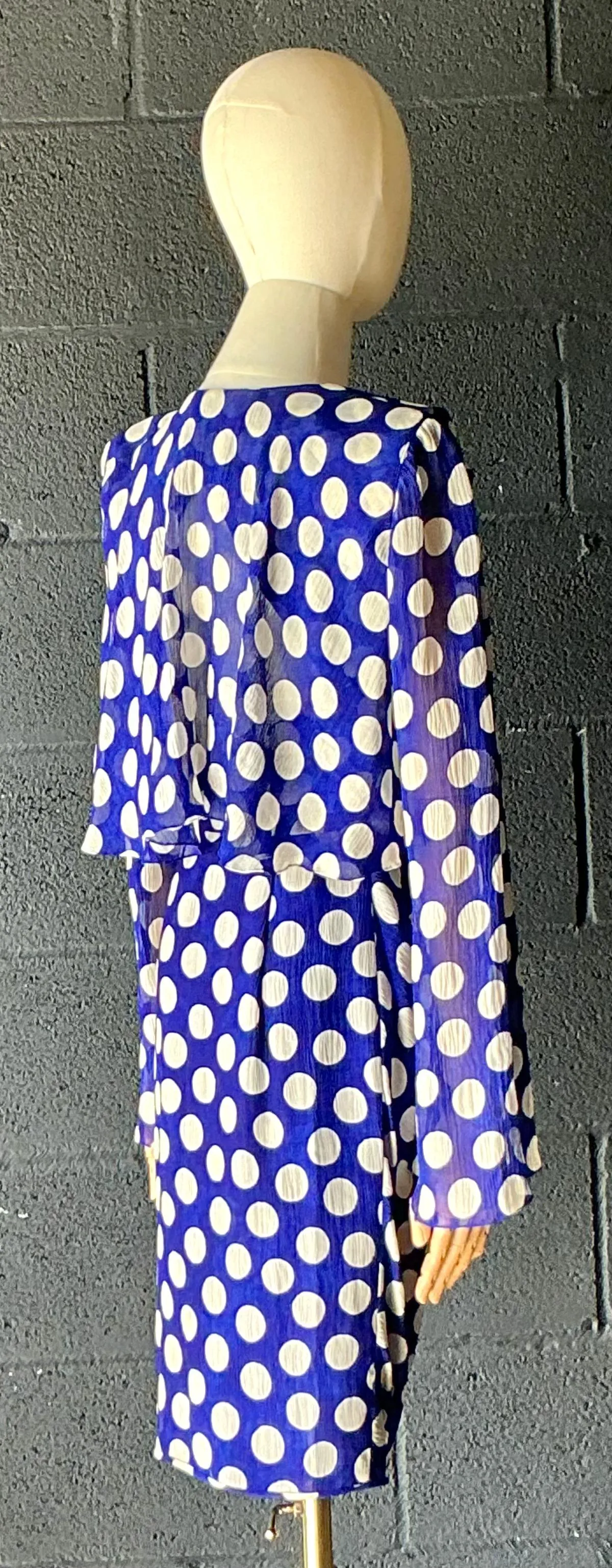 Vintage Emanuel Ungaro Blue & White Polka Dot Dress — additional photo 5