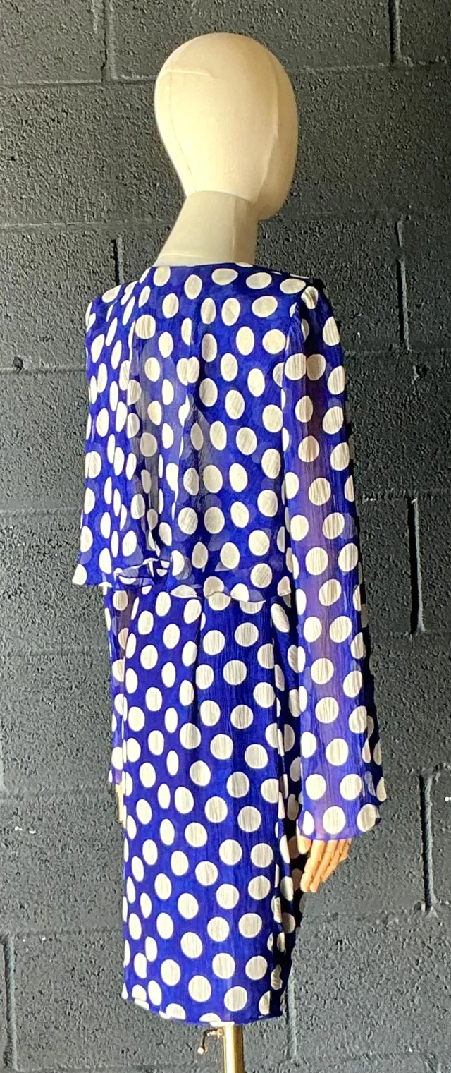 Vintage Emanuel Ungaro Blue & White Polka Dot Dress — additional photo 6