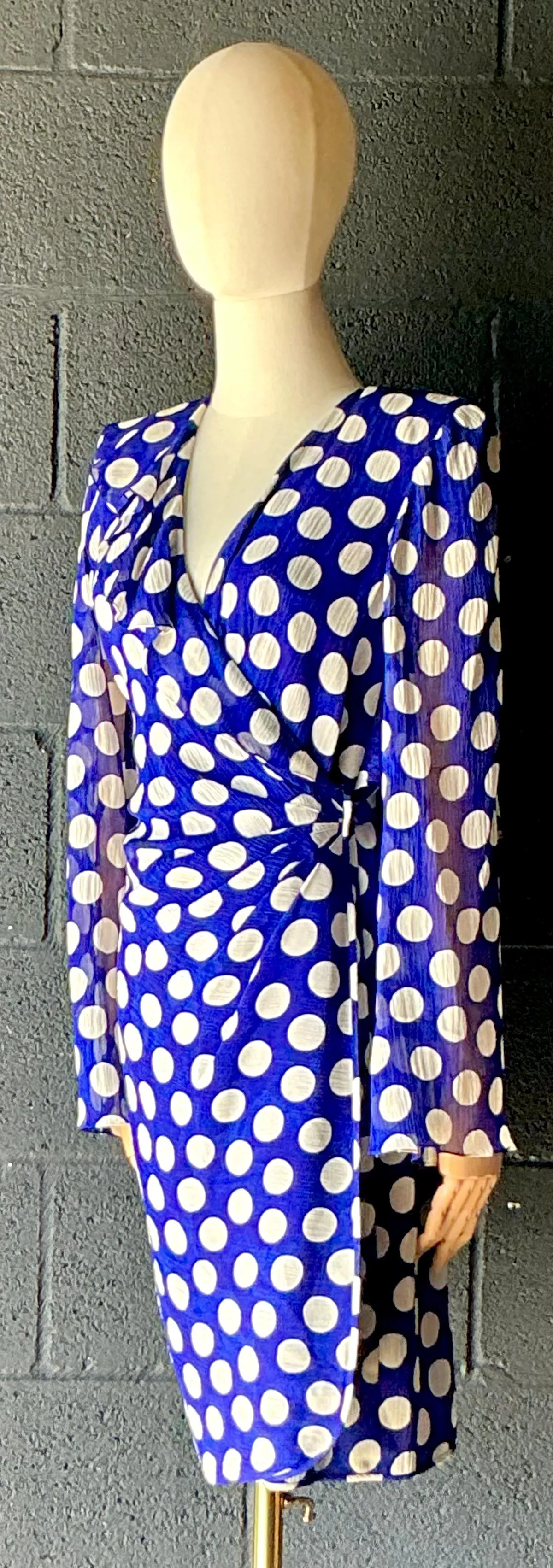 Vintage Emanuel Ungaro Blue & White Polka Dot Dress — additional photo 6