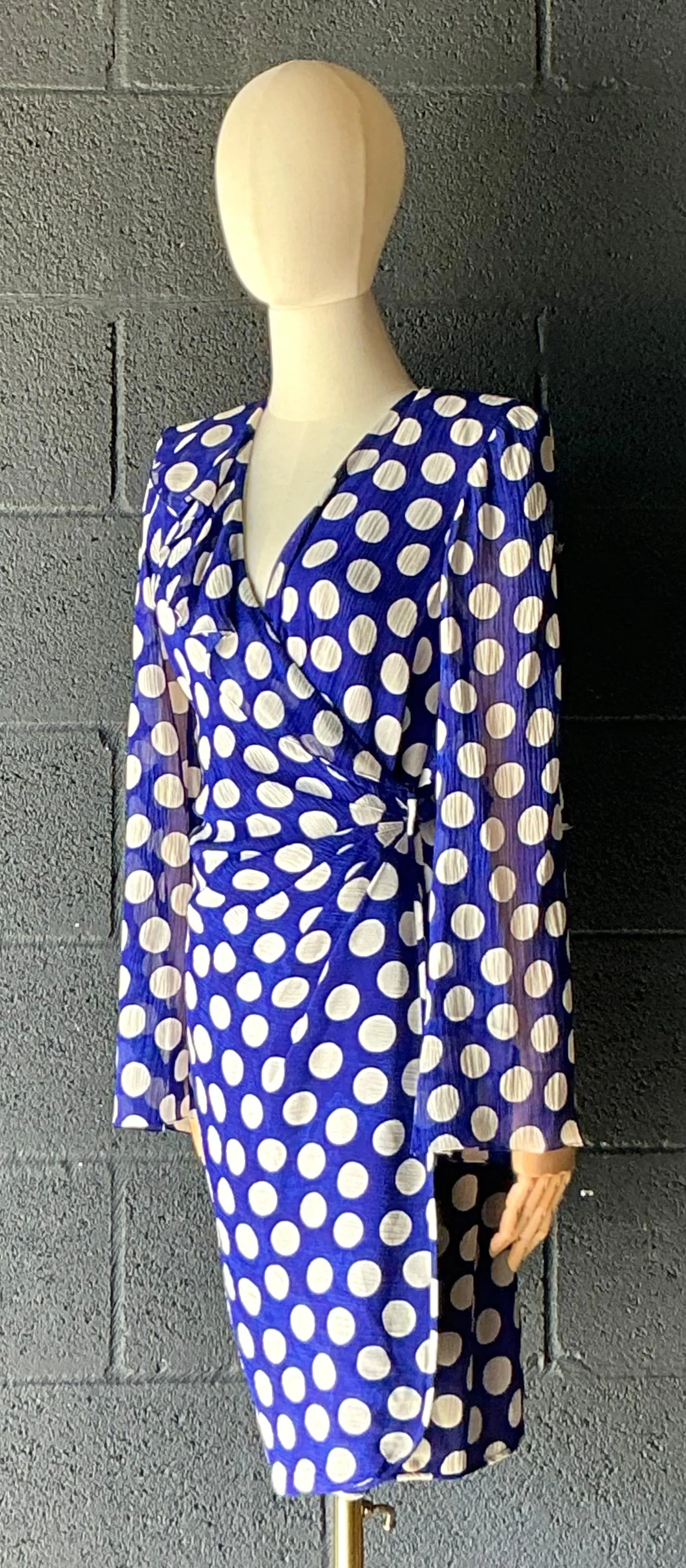 Vintage Emanuel Ungaro Blue & White Polka Dot Dress — additional photo 8