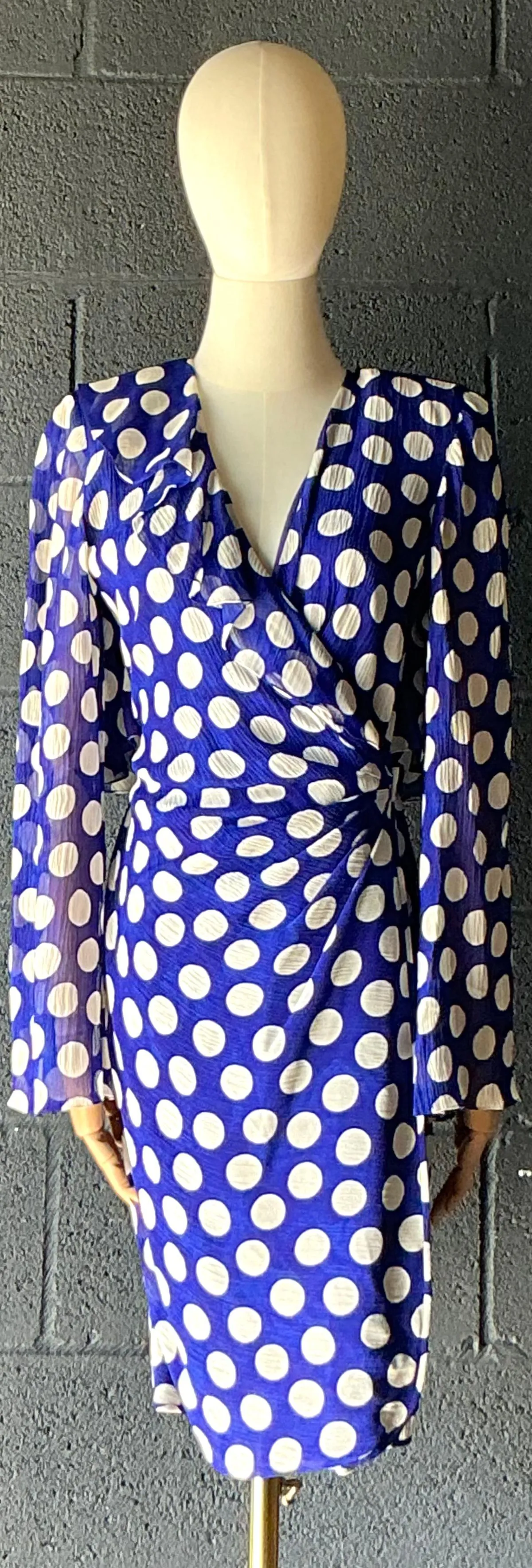 Vintage Emanuel Ungaro Blue & White Polka Dot Dress — additional photo 8