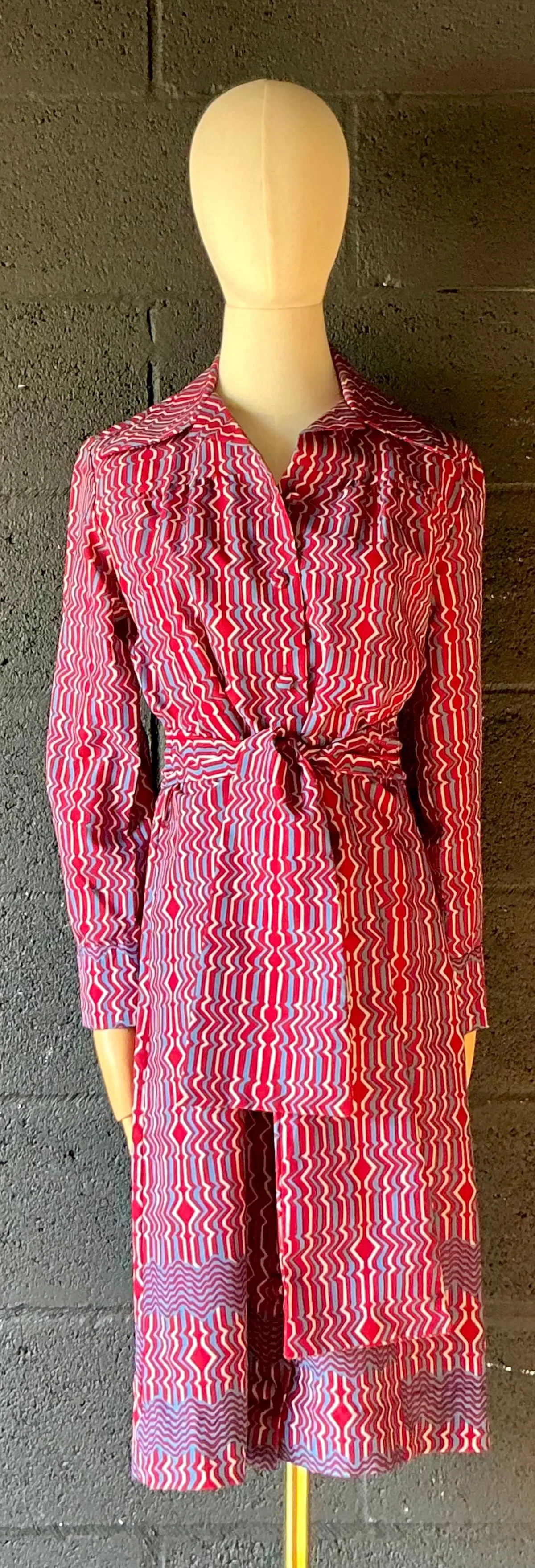 Vintage Lanvin Paris Blue & Red Patterned Dress — additional photo 3