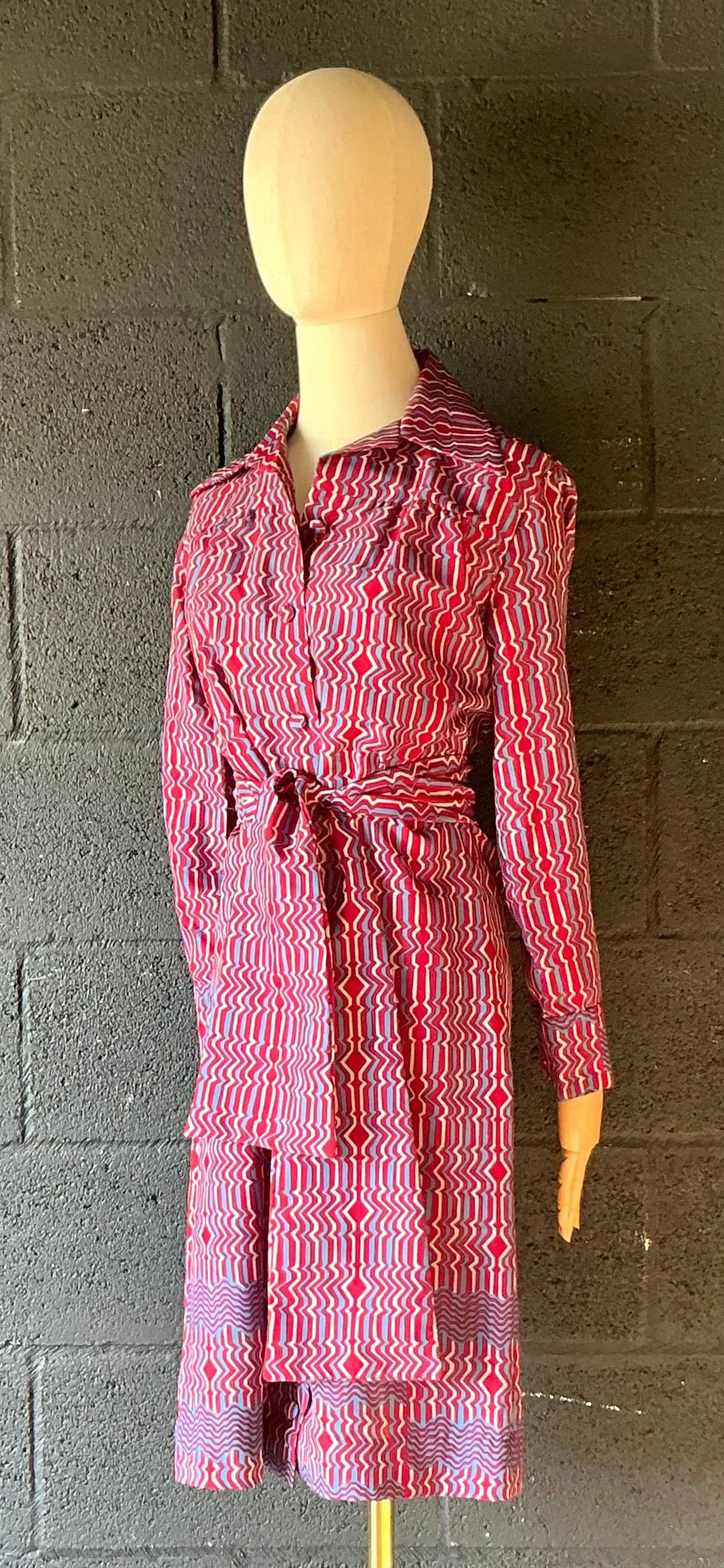 Vintage Lanvin Paris Blue & Red Patterned Dress — additional photo 6