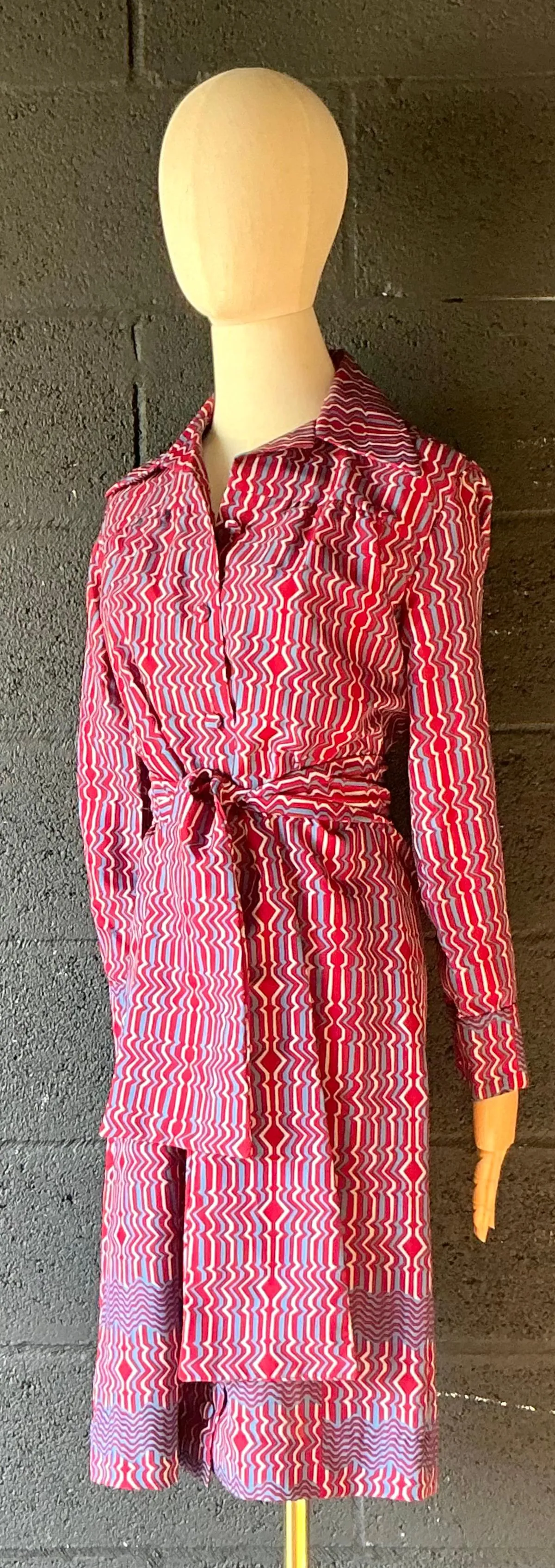 Vintage Lanvin Paris Blue & Red Patterned Dress — additional photo 5