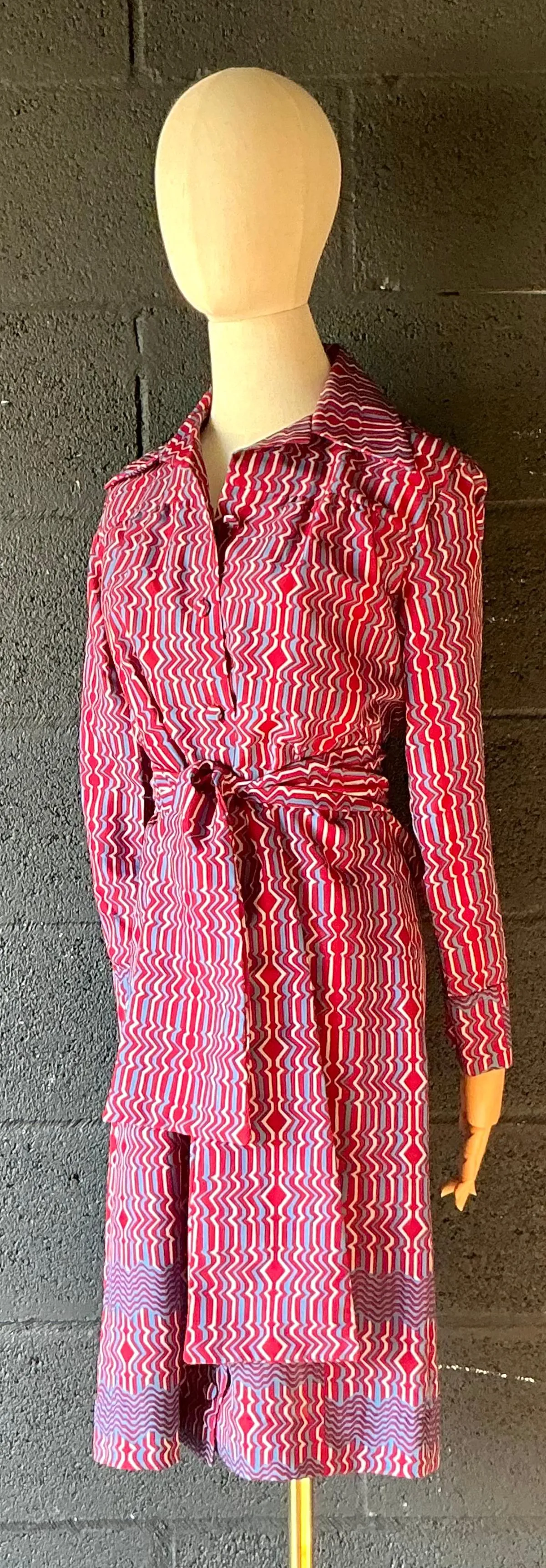 Vintage Lanvin Paris Blue & Red Patterned Dress — additional photo 6