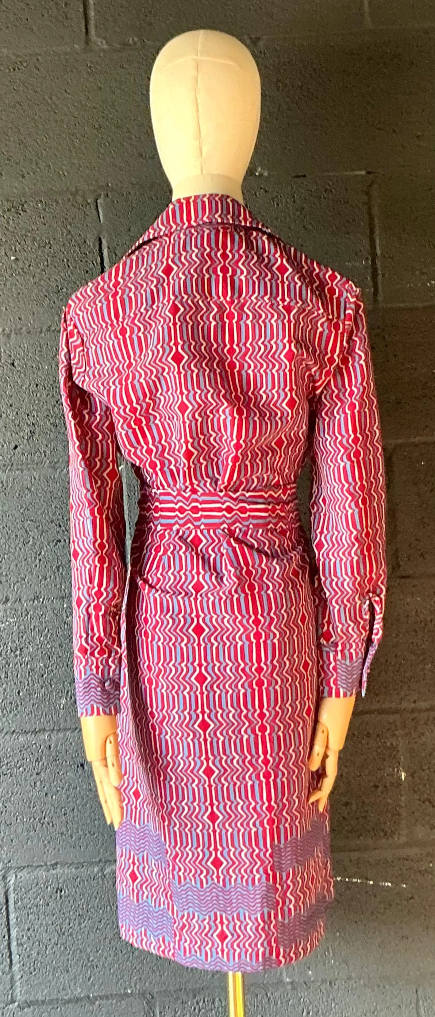 Vintage Lanvin Paris Blue & Red Patterned Dress — additional photo 8