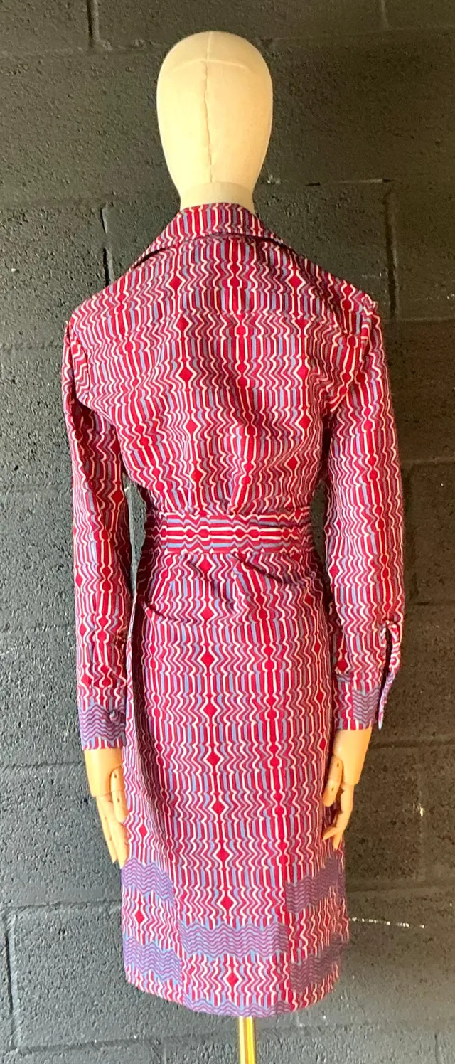 Vintage Lanvin Paris Blue & Red Patterned Dress — additional photo 8