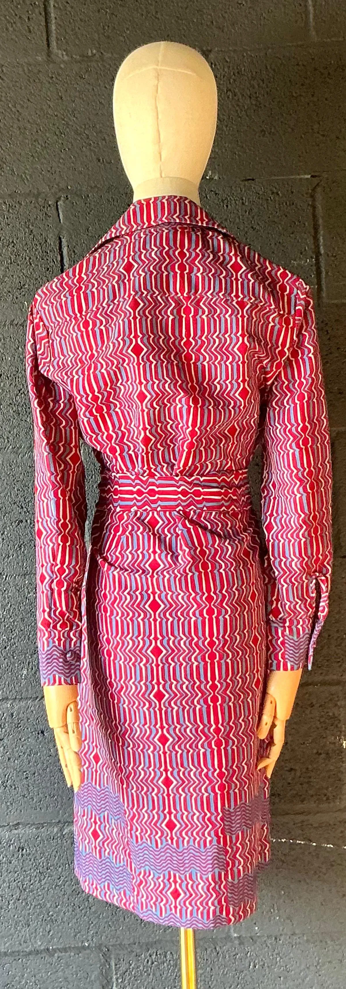 Vintage Lanvin Paris Blue & Red Patterned Dress — additional photo 8
