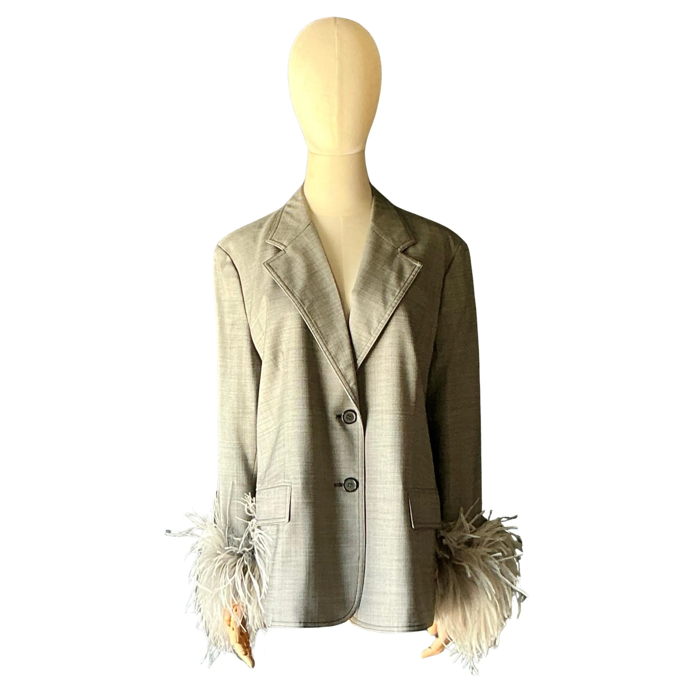 Vintage Prada Fil-A-Fil Feather Cuff Blazer — additional photo 1