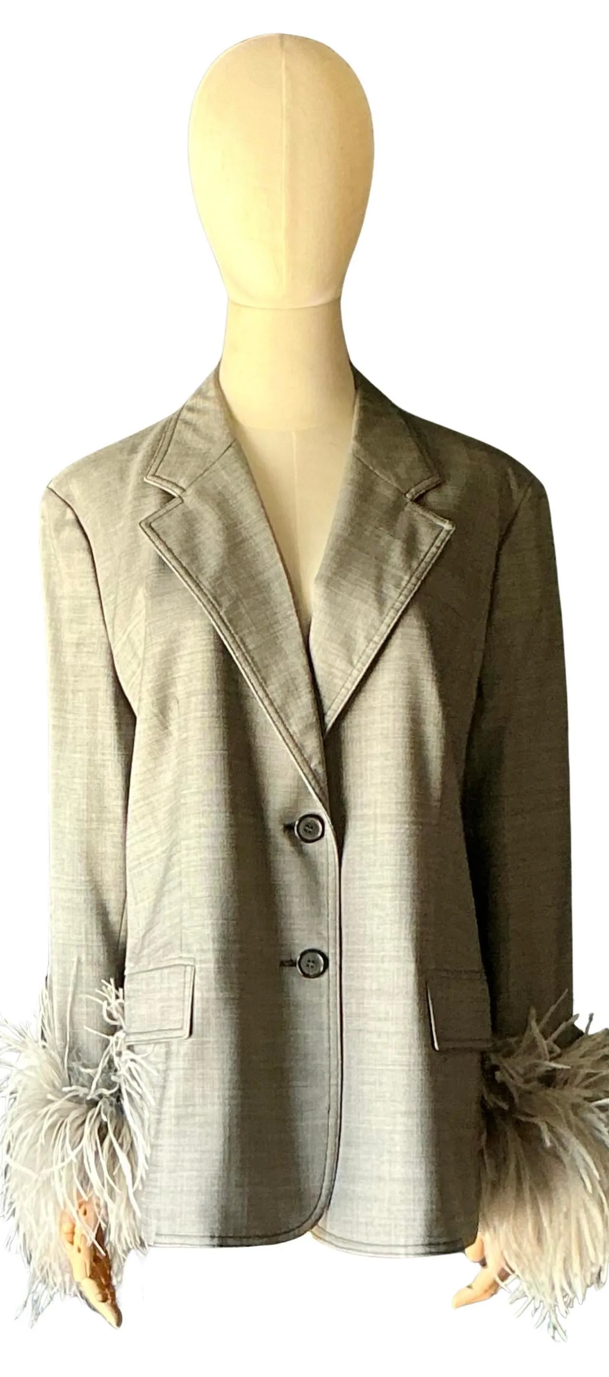 Vintage Prada Fil-A-Fil Feather Cuff Blazer