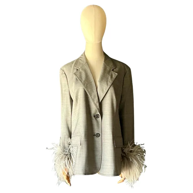 Vintage Prada Fil-A-Fil Feather Cuff Blazer — additional photo 1