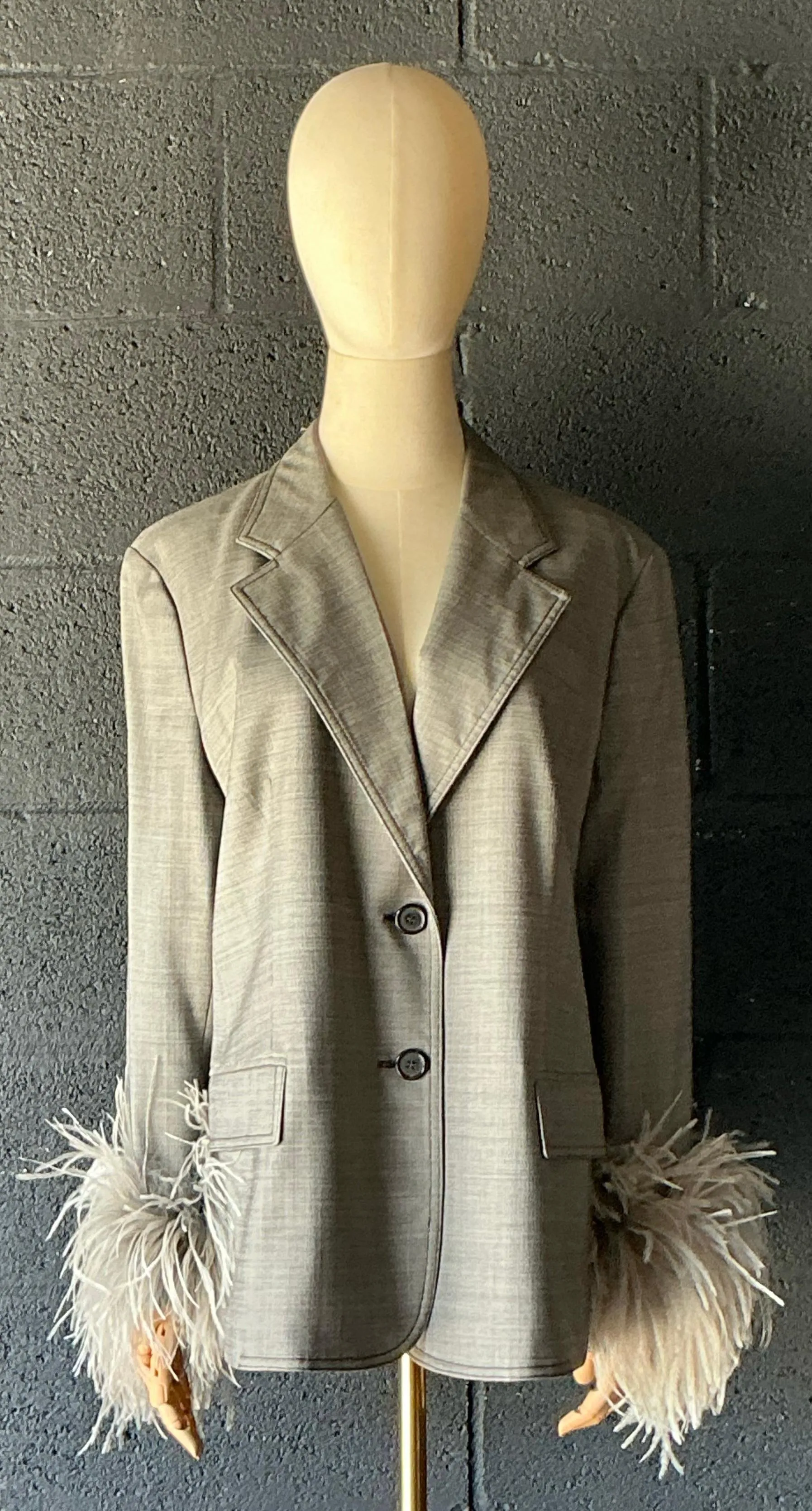Vintage Prada Fil-A-Fil Feather Cuff Blazer — additional photo 2