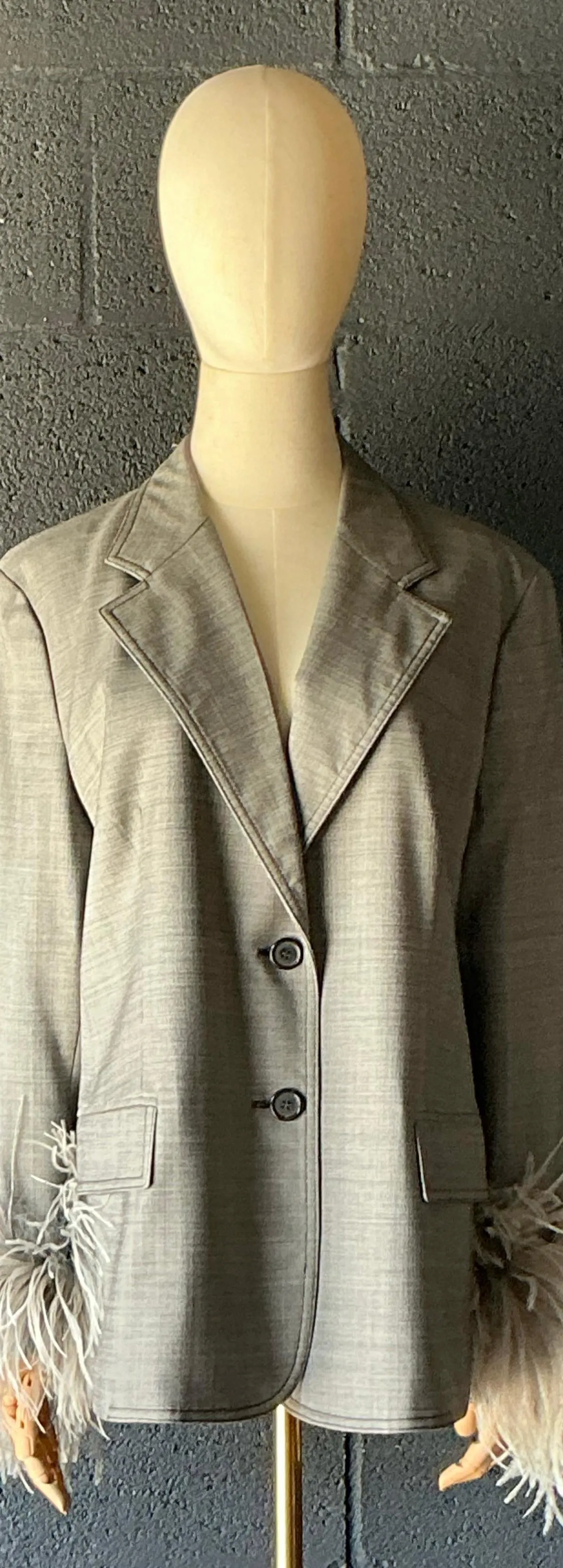 Vintage Prada Fil-A-Fil Feather Cuff Blazer — additional photo 1