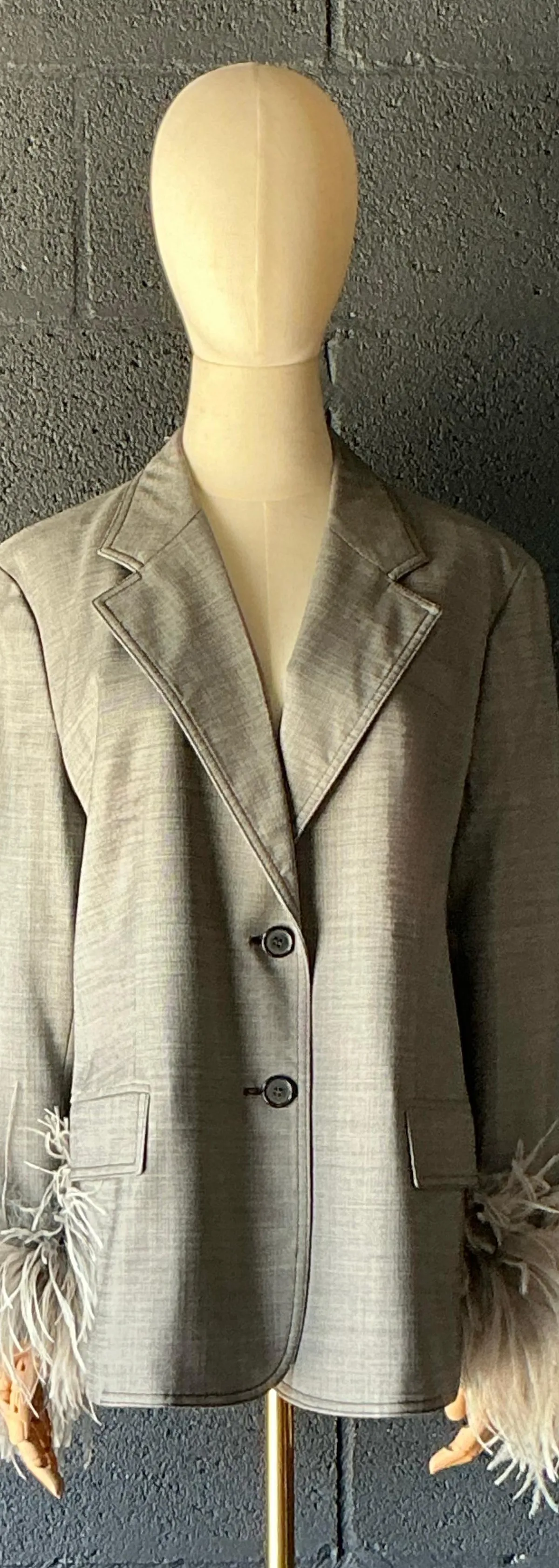 Vintage Prada Fil-A-Fil Feather Cuff Blazer — additional photo 2