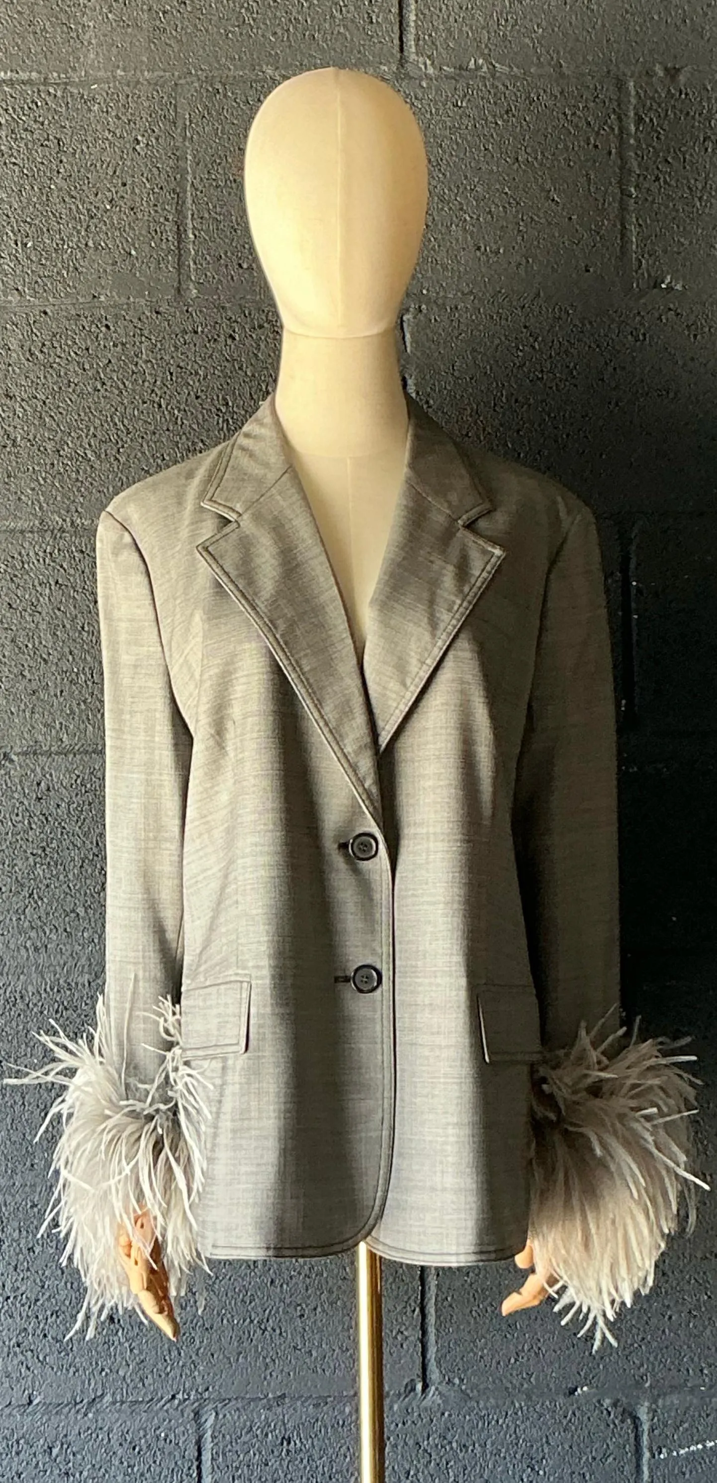 Vintage Prada Fil-A-Fil Feather Cuff Blazer — additional photo 4