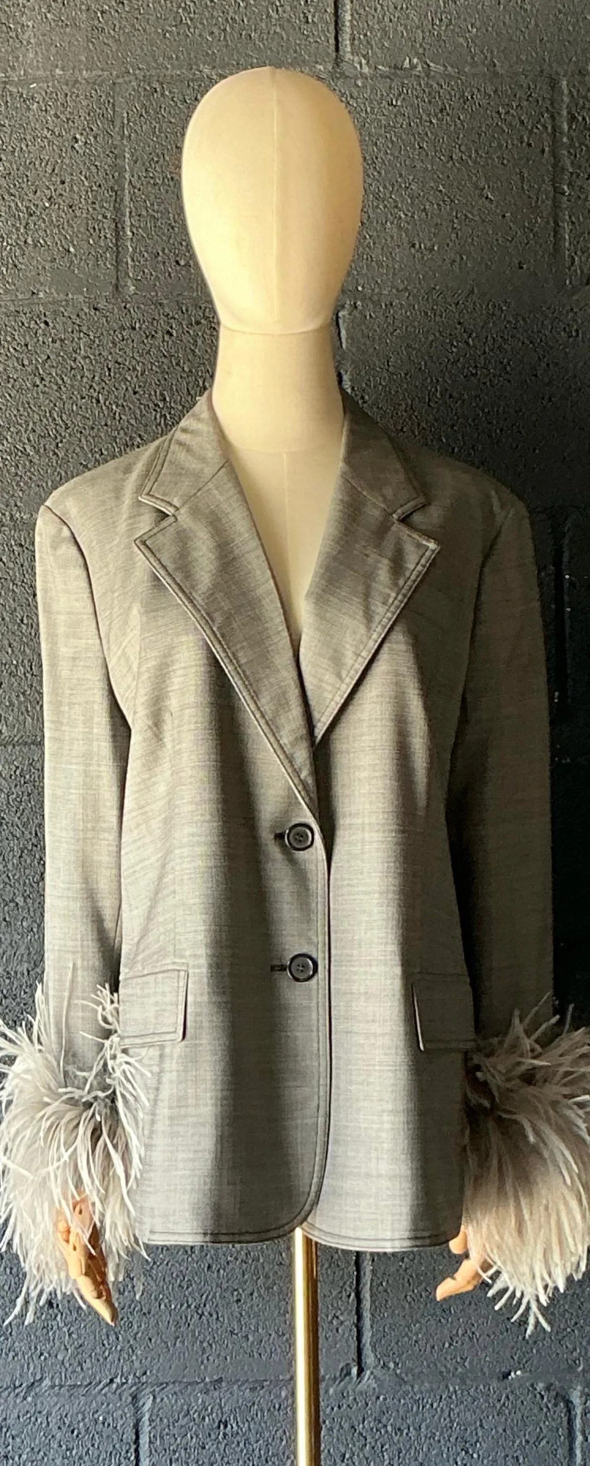 Vintage Prada Fil-A-Fil Feather Cuff Blazer — additional photo 3