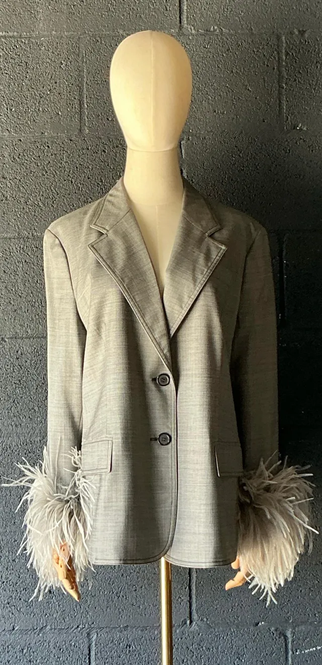 Vintage Prada Fil-A-Fil Feather Cuff Blazer — additional photo 4
