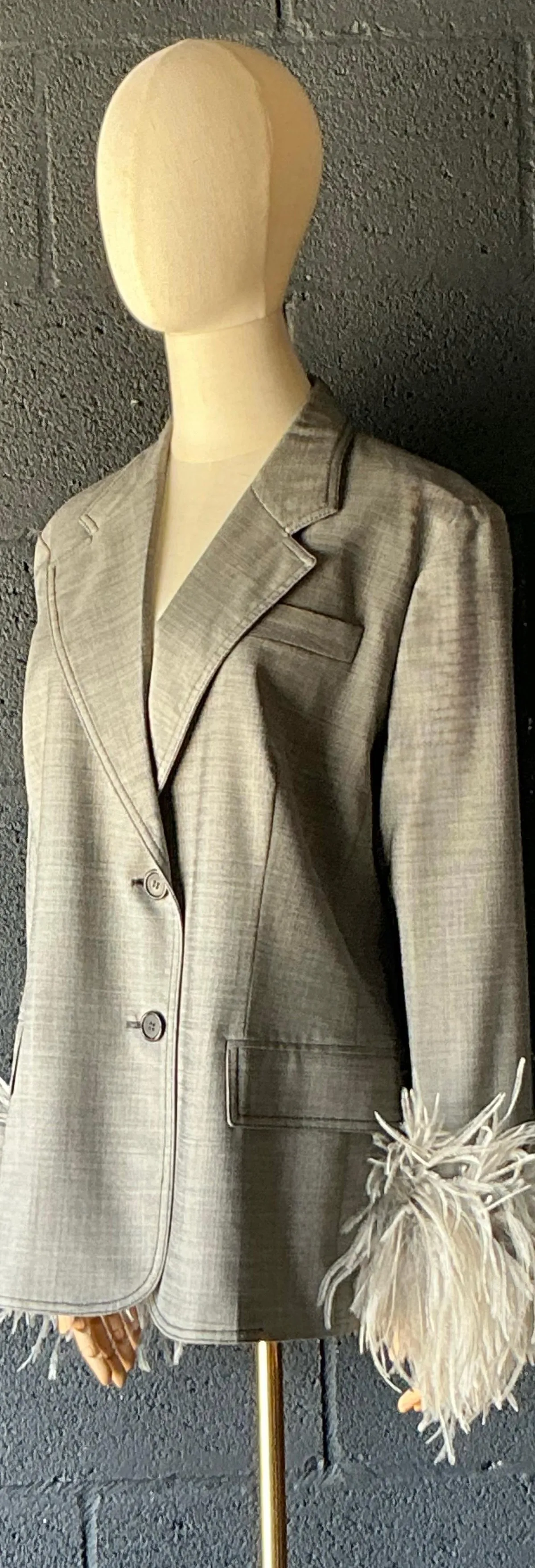 Vintage Prada Fil-A-Fil Feather Cuff Blazer — additional photo 4