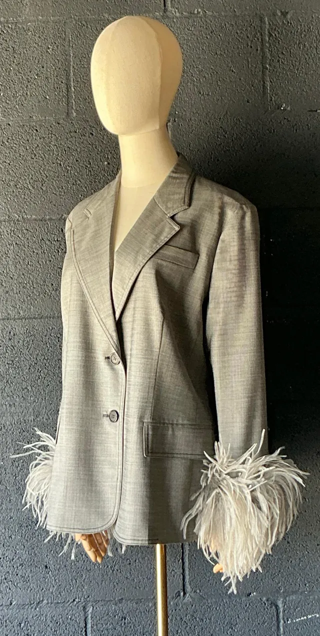 Vintage Prada Fil-A-Fil Feather Cuff Blazer — additional photo 5