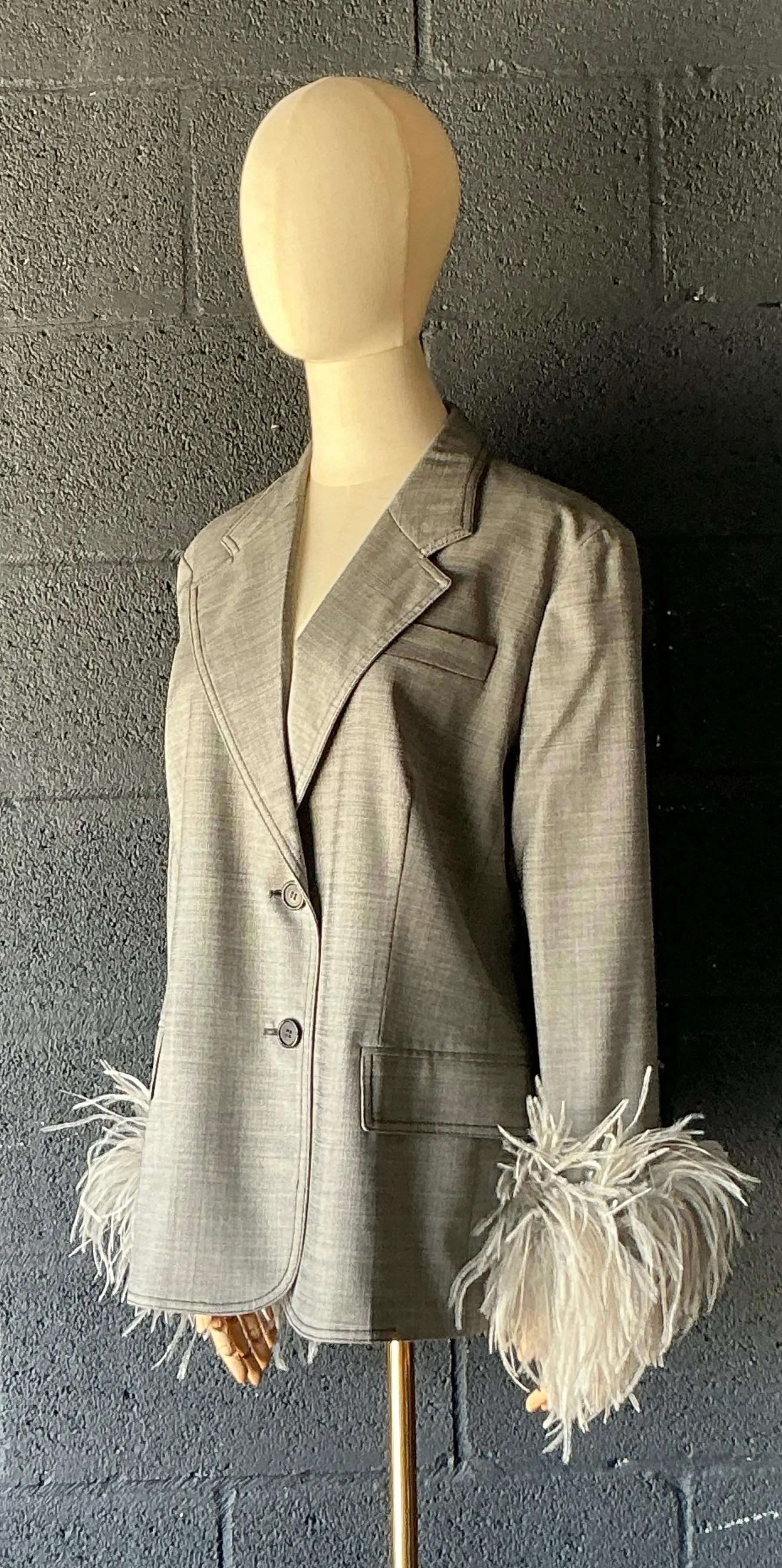 Vintage Prada Fil-A-Fil Feather Cuff Blazer — additional photo 6