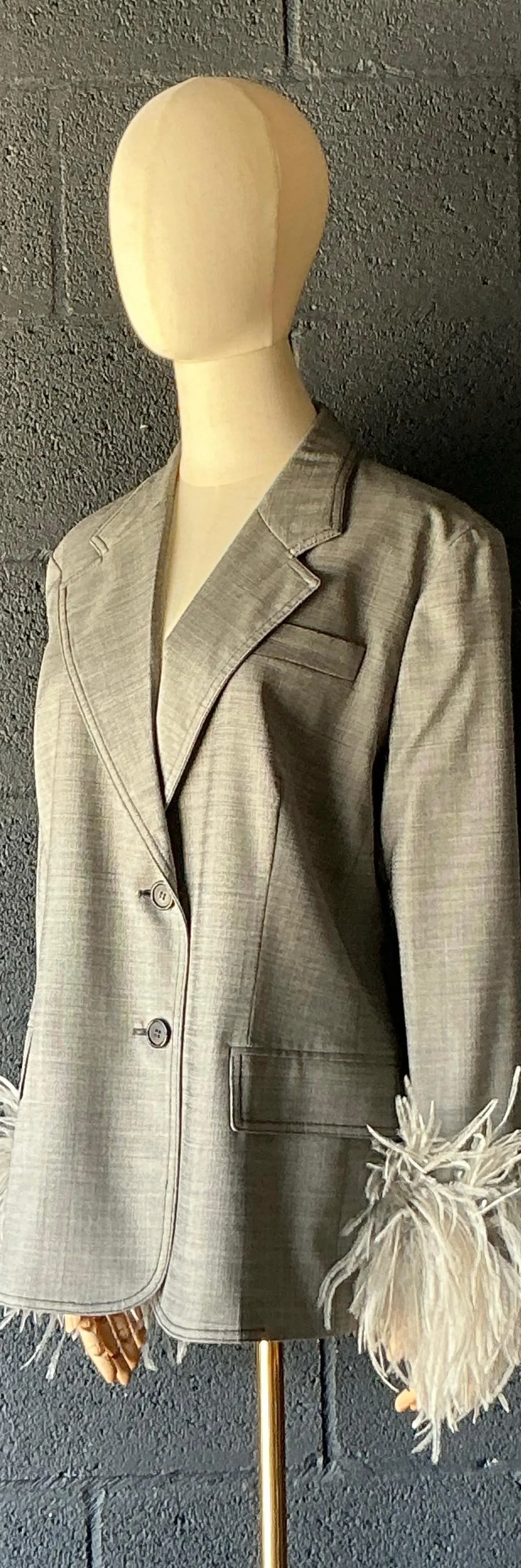 Vintage Prada Fil-A-Fil Feather Cuff Blazer — additional photo 5