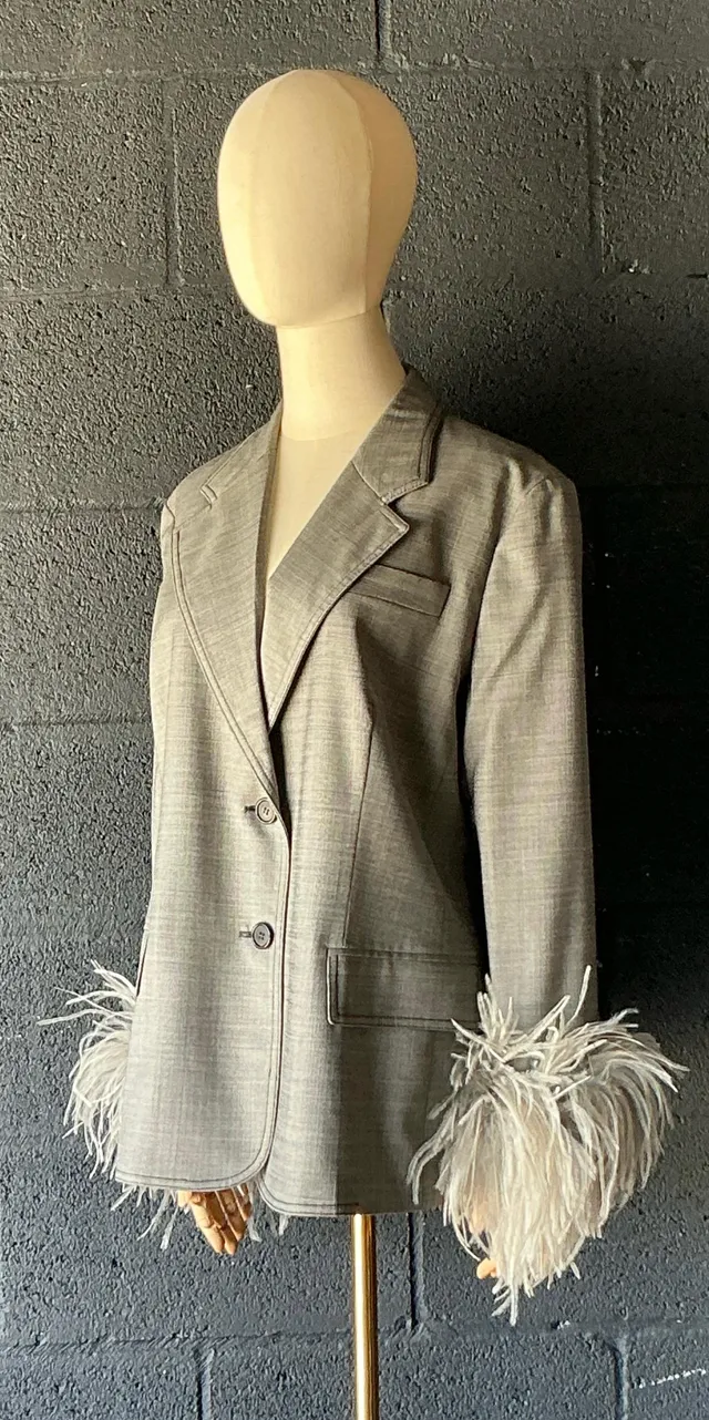 Vintage Prada Fil-A-Fil Feather Cuff Blazer — additional photo 6